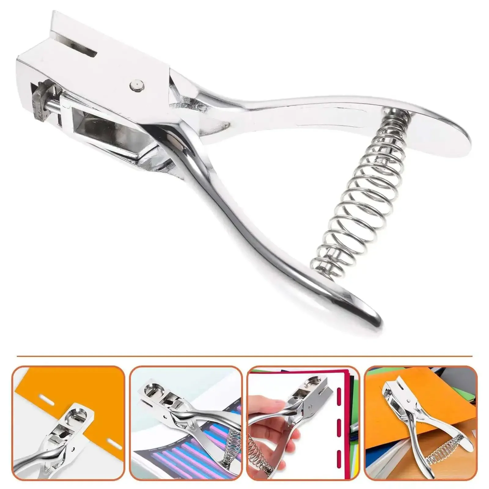 Oval Hole Puncher Handheld Manual Metal Card Punch Tool for Office and Home Eight Sheets Solid Build Dope Scrapbooking Craft Punch ID Cards Photo Albums Envelopes - Image 4