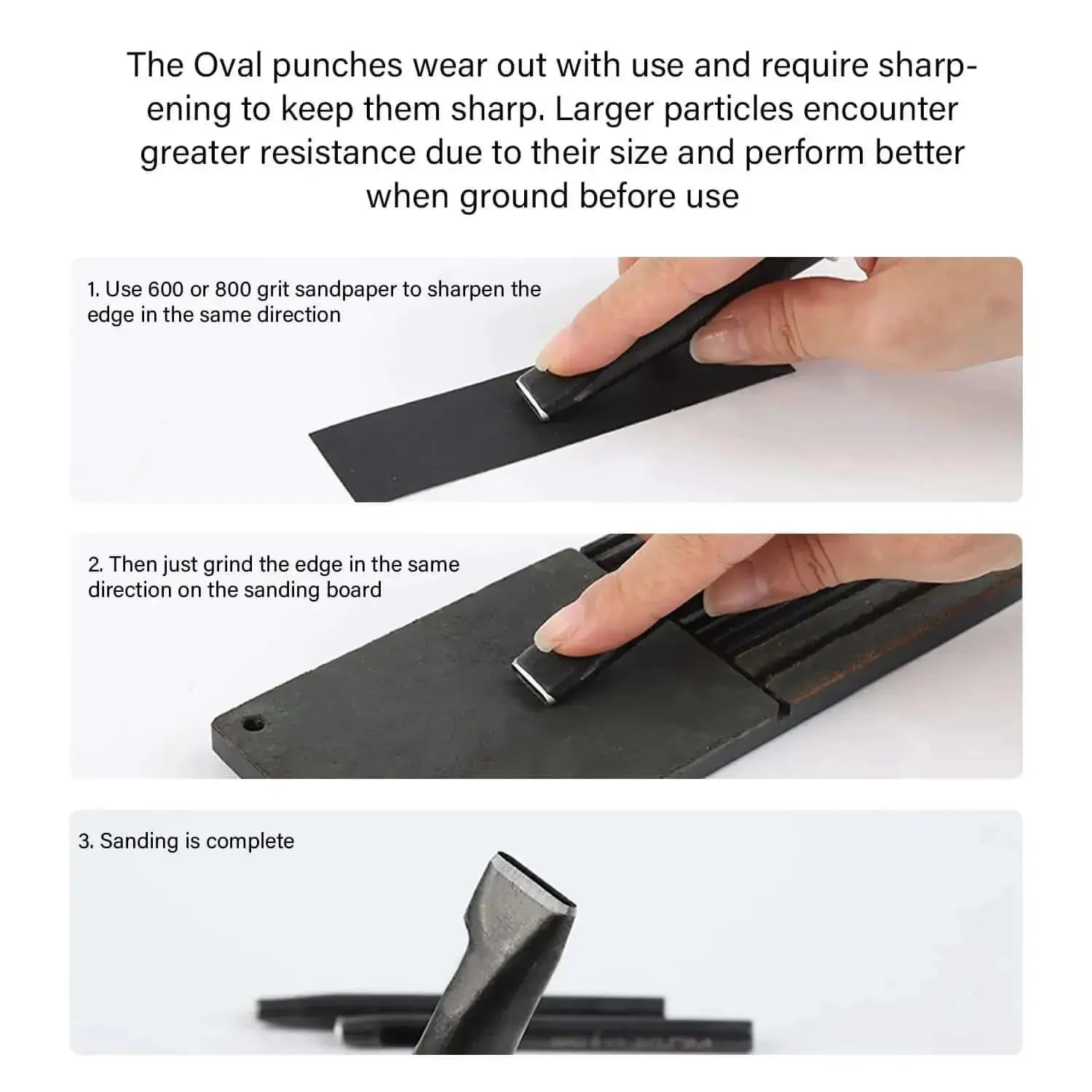 Oval Leather Hole Punch Tool For Belts And Watch Straps Heavy Duty Pro Grade Cutter For Leather DIY 2x3mm Holes Heat Treated Steel Rustproof Black Plated Durable Leather Crafting Punch - Image 4