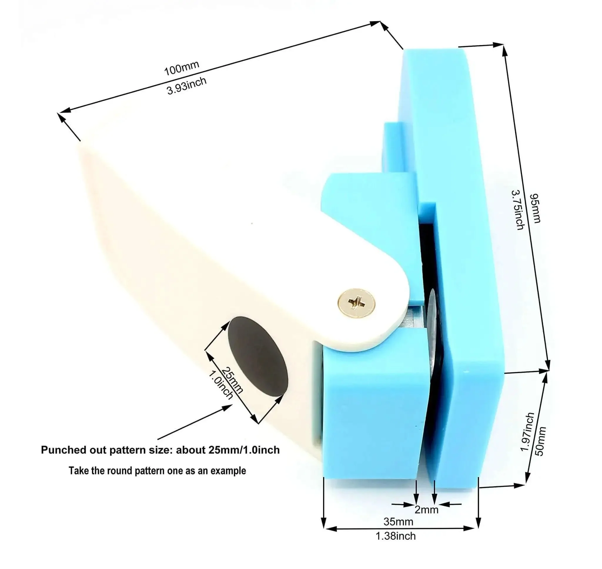 Oval Scrapbooking Punch For Paper Crafting One Inch 25mm Lever Embossing Punch Mini Fancy Punch For Card Making And Invitations Handmade Craft Tool For Thin Paper And EVA Foam Easy Press And Precise Cut - Image 2