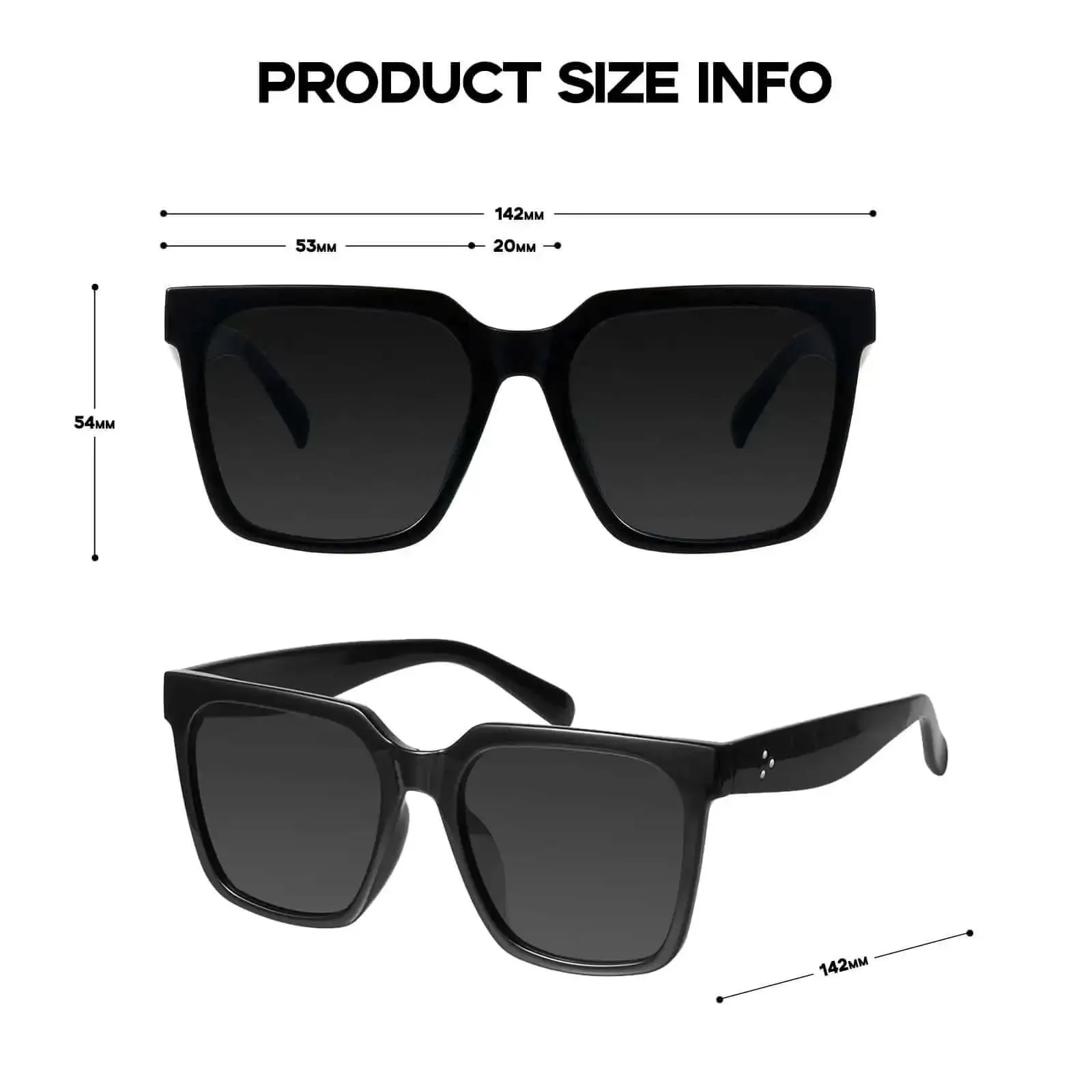 Oversized Square Sunglasses For Women Large Wide Frame Dark Frame Black MS51917 Must Have Trendy Retro Cool Classic Shades With UV400 Protection And Lightweight Metal Accents For All Day Wear - Image 3