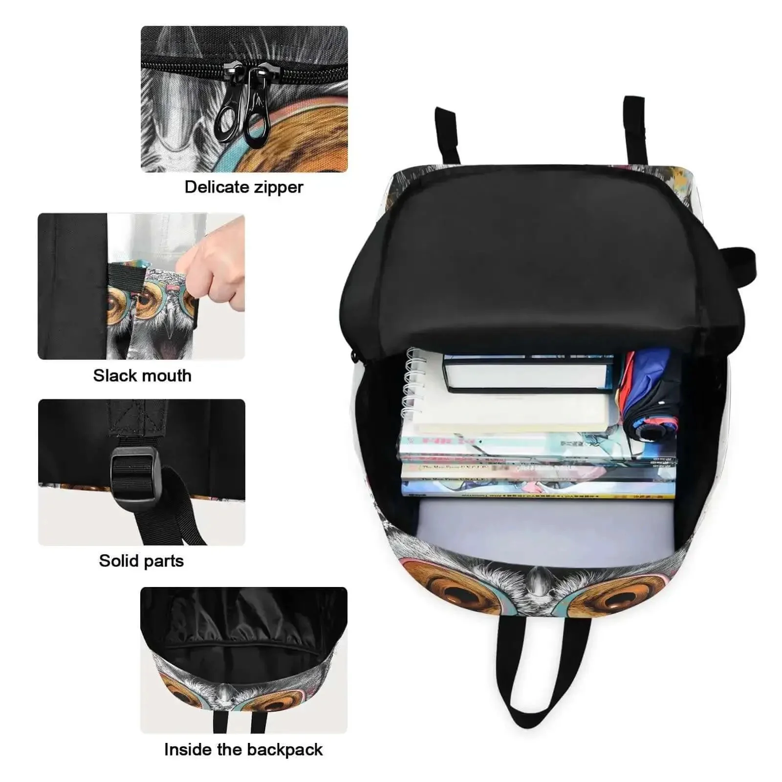 Owl Themed Backpack With Insulated Lunch Box Lightweight Fifteen Point Six Inch Laptop Daypack For Work Travel And Picnics With Multiple Pockets Keeps Food Hot Or Cold Durable And Comfortable For Women And Men - Image 3