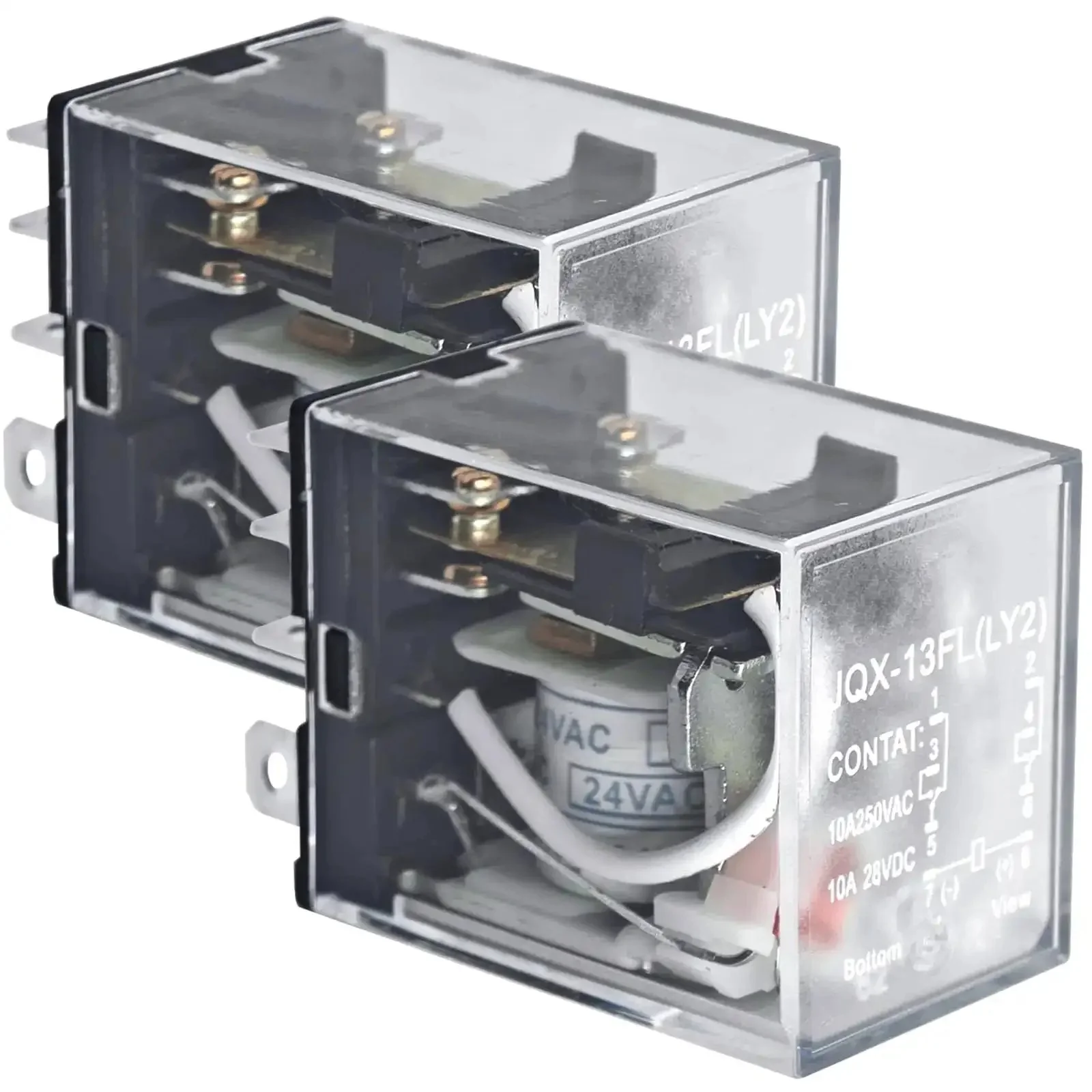 Pack Of 2 Dope General Purpose Power Relay With DPDT Contacts 10A Load 24VAC Coil Low Current Signal Control Rock Solid Switching For Electronics Projects And DIY Auto Lighting