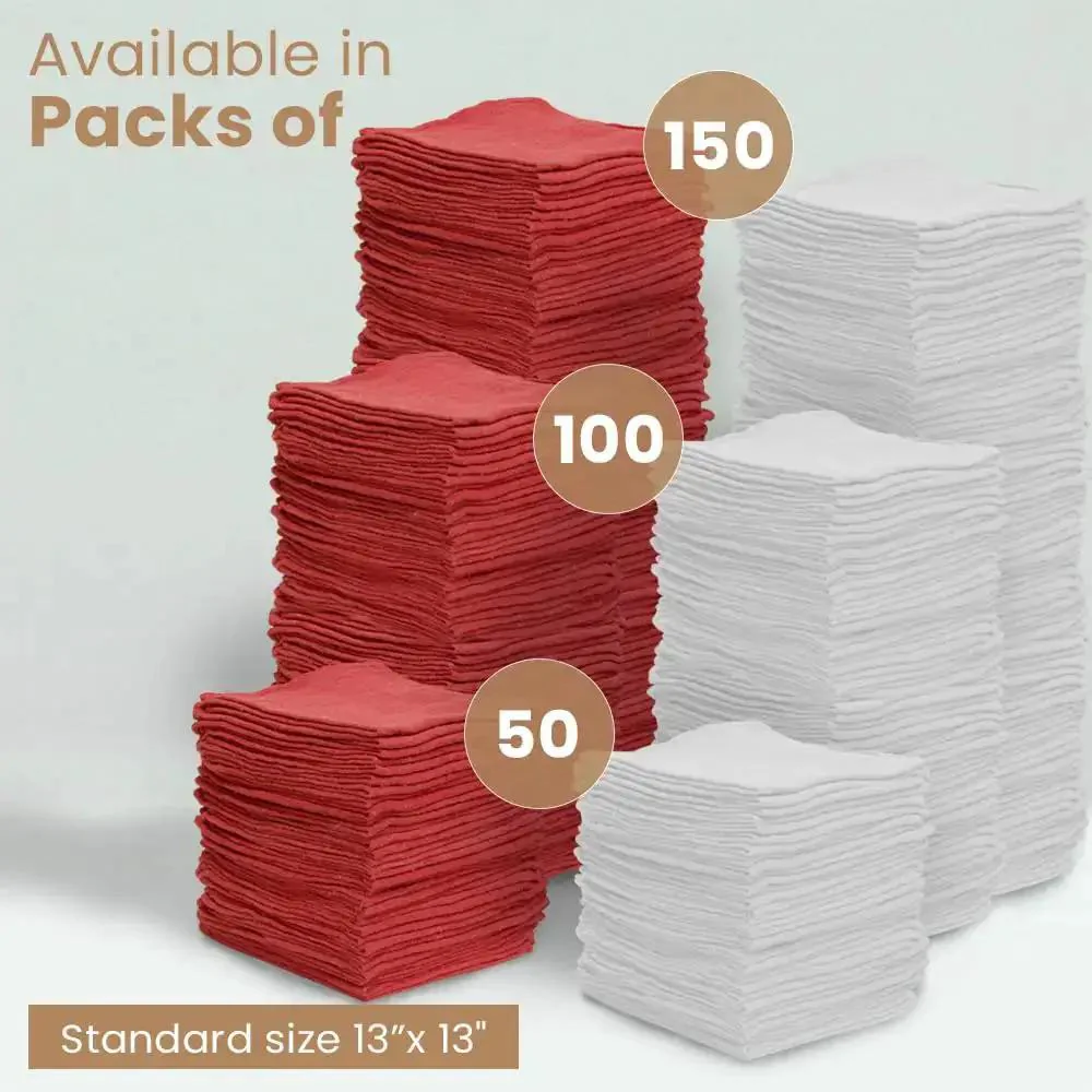 Pack Of 50 Cotton Shop Towels 13 By 14 Inches Absorbent Reusable Cleaning Rags For Auto Shop Garage Home Use Multipurpose White Towels Great For Automotive Detailing Industrial Cleanups And General Cleaning - Image 4