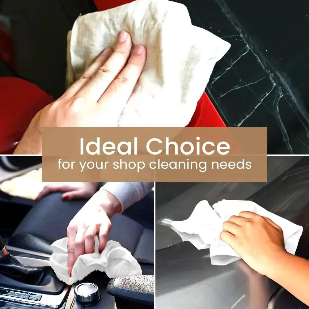 Pack Of 50 Cotton Shop Towels 13 By 14 Inches Absorbent Reusable Cleaning Rags For Auto Shop Garage Home Use Multipurpose White Towels Great For Automotive Detailing Industrial Cleanups And General Cleaning - Image 5