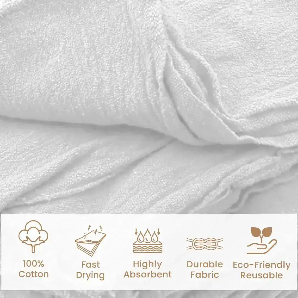 Pack Of 50 Cotton Shop Towels 13 By 14 Inches Absorbent Reusable Cleaning Rags For Auto Shop Garage Home Use Multipurpose White Towels Great For Automotive Detailing Industrial Cleanups And General Cleaning - Image 7