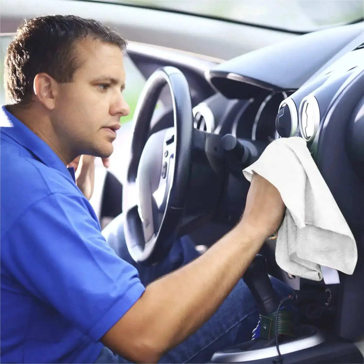 Pack Of 50 Reusable Cotton Rags For Home Garage And Car Detailing Durable Soft 13 By 13 Inch White Towels That Wash Easy And All Purpose Cleaning Cloths For Workbench Kitchen Automotive And Workshop Use - Image 6