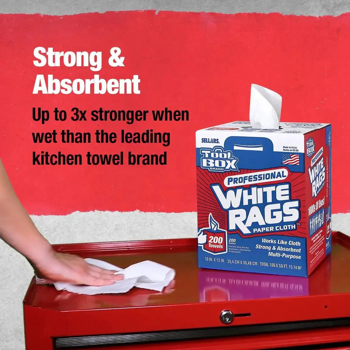 Painters Rags And Shop Towels 200 Count White Center Pull Box Provides Heavy Duty Absorbent Wipes For Paint Cleanup And General Messes Great For Grab And Go Cleanups On The Jobsite And In The Shop Use 1 Box 200 Towels Made In The United States - Image 3