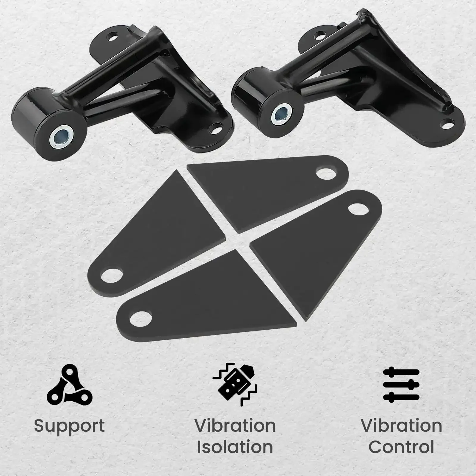 Pair Weld In Engine Swap Motor Mounts Kit For Ford SBF Small Block V8 289 302 351W Black Front Position Heavy Duty Includes Two Mounts And Four Plates Per Side Ready To Install No Fuss - Image 6