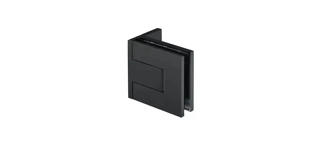 Palermo Matte Black Adjustable Wall Mount Offset Back Plate Hinge for Glass Doors Fits Three Eighths Inch And One Half Inch Glass, Adjustable Closing Position, Built To Last And Handles Up To 39 Inch Wide Doors With Two Hinges - Image 8