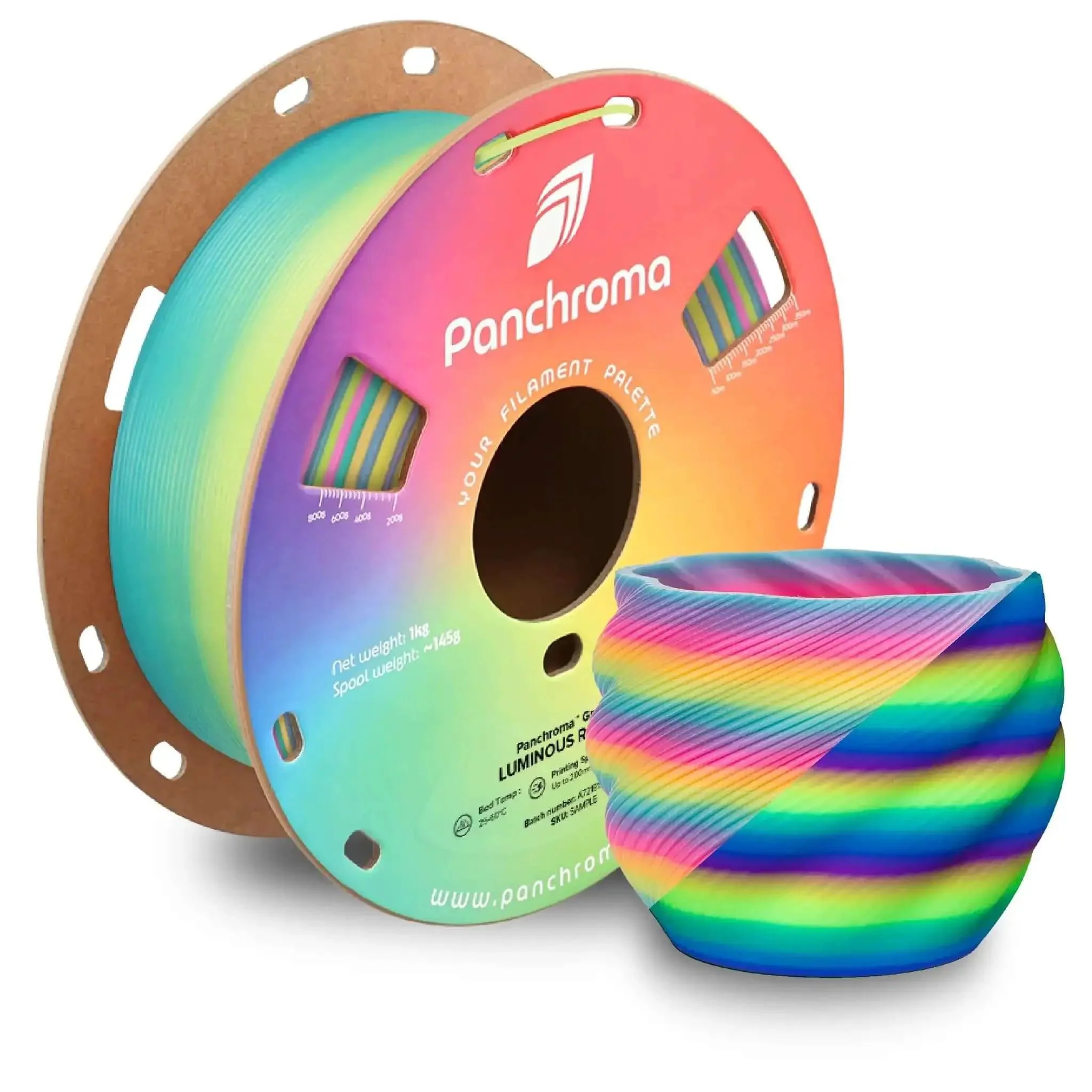 Panchroma Gradient Luminous Rainbow PLA Filament 1.75mm For 3D Printing 1kg Spool Dope Glow In The Dark Finish Smooth Flow Rich Color Shifts For Most FDM Printers