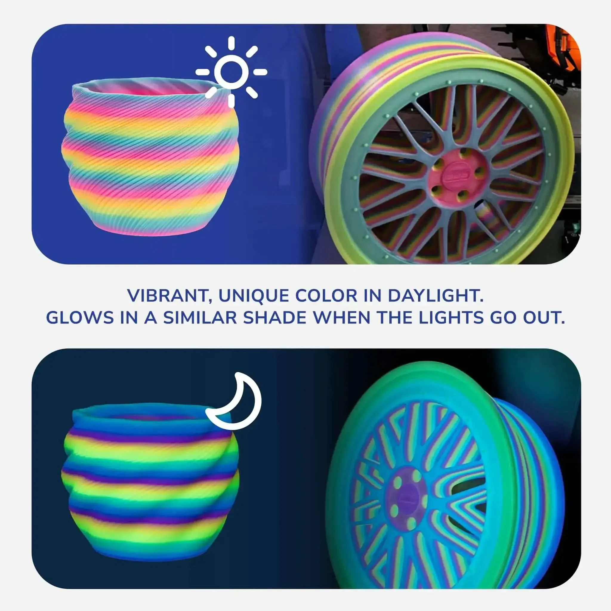 Panchroma Gradient Luminous Rainbow PLA Filament 1.75mm For 3D Printing 1kg Spool Dope Glow In The Dark Finish Smooth Flow Rich Color Shifts For Most FDM Printers - Image 7