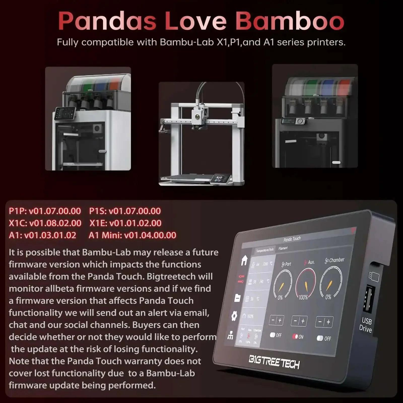 Panda Touch Upgrade Touch Screen Kit For Bambu Lab P1P P1S X1C X1E A1 Mini 3D Printers With Multi Printer Management And 2 4G WiFi Wireless Connection For Easy Remote Control - Image 4