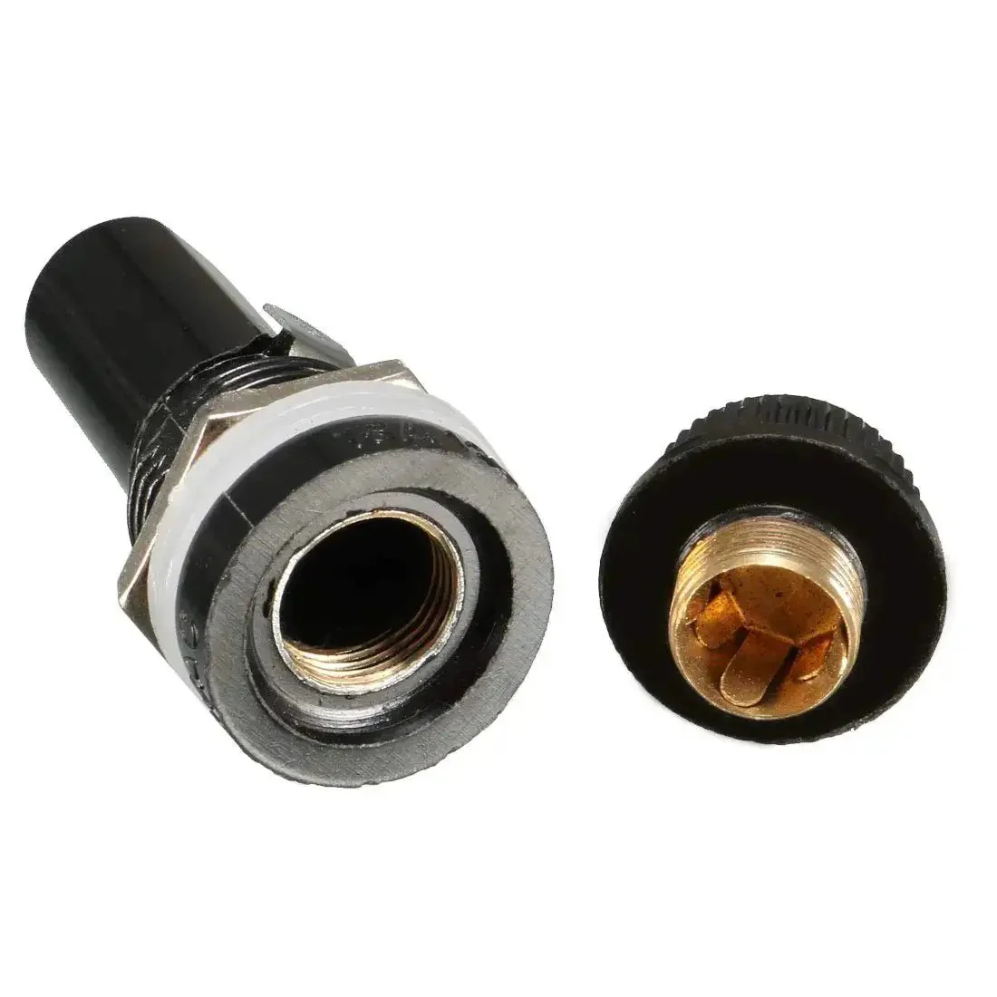 Panel Mounted Fuse Holder 6mm X 30mm For 6x30mm Fuses 10A 250V Screw Cap And Solder Lug Terminals Black Plastic And Metal Construction Rugged 2 Pack For Radios And Stereos Electrical Projects - Image 2