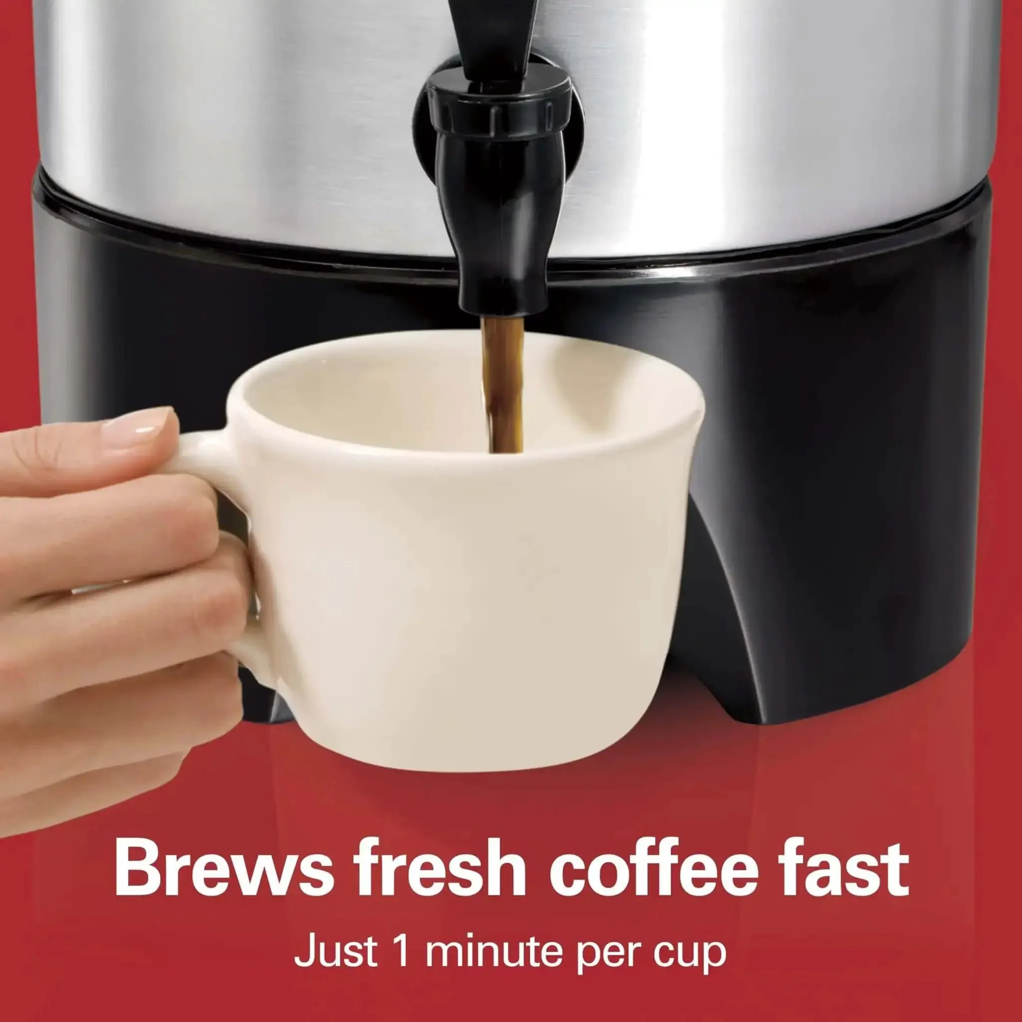 Party Ready 45 Cup Coffee Urn And Hot Beverage Dispenser With Fast One Minute Per Cup Brew Crowd Friendly For Parties And Family Reunions Easy Two Way Serving Sleek Silver Finish - Image 7