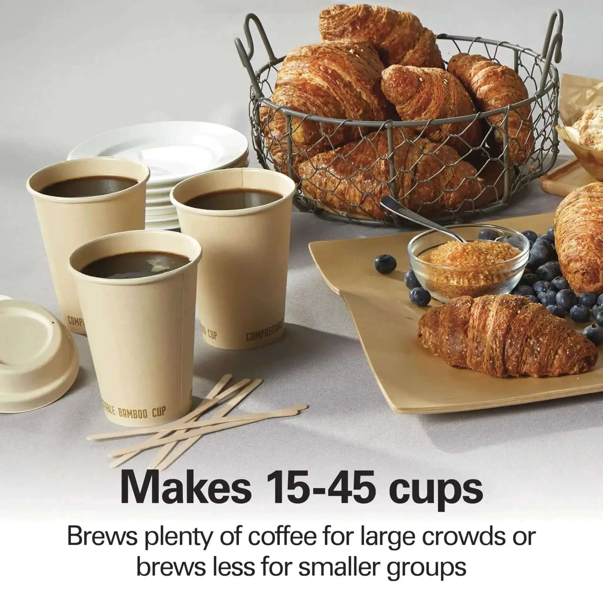 Party Ready 45 Cup Coffee Urn And Hot Beverage Dispenser With Fast One Minute Per Cup Brew Crowd Friendly For Parties And Family Reunions Easy Two Way Serving Sleek Silver Finish - Image 8