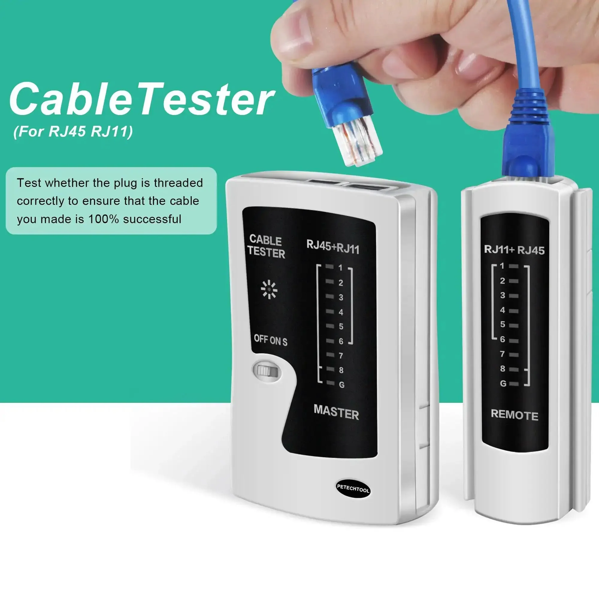 Pass Through RJ45 Crimp Tool Kit With Cable Tester For Cat6 Cat6a Cat5e Cat5 Ethernet Connectors Includes RJ45 Boot Covers Mini Stripper Blades And Cable Ties For Quick Clean Crimps - Image 2