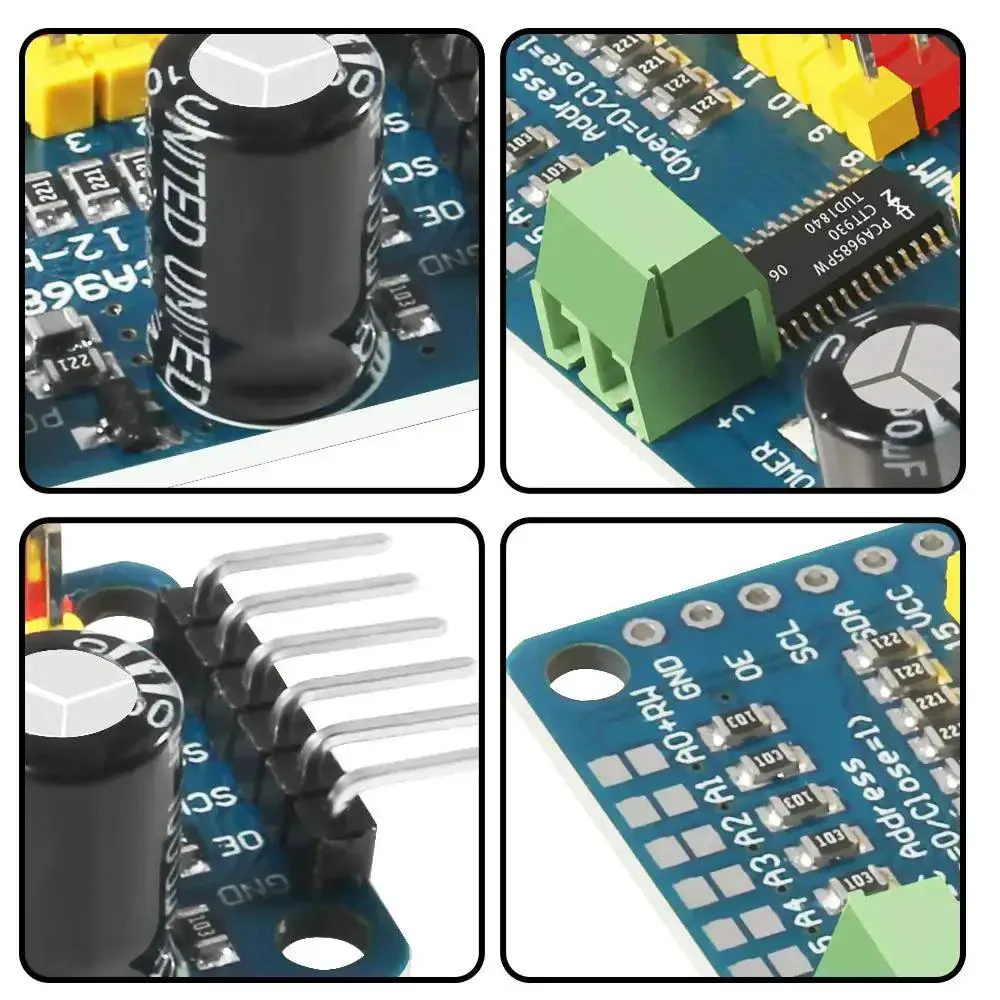 PCA9685 16 Channel 12 Bit PWM Servo Driver Board With I2C Interface For Raspberry Pi And Microcontrollers, 5V Compatible And Safe To Drive Up To 6V Outputs, Plug And Play With All 16 PWM Outputs Using Just Two Pins - Image 5