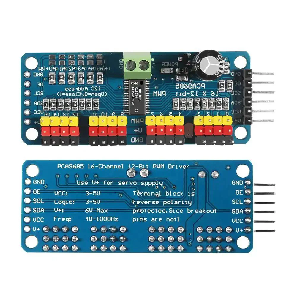 PCA9685 16 Channel 12 Bit PWM Servo Driver Board With I2C Interface For Raspberry Pi And Microcontrollers, 5V Compatible And Safe To Drive Up To 6V Outputs, Plug And Play With All 16 PWM Outputs Using Just Two Pins - Image 6