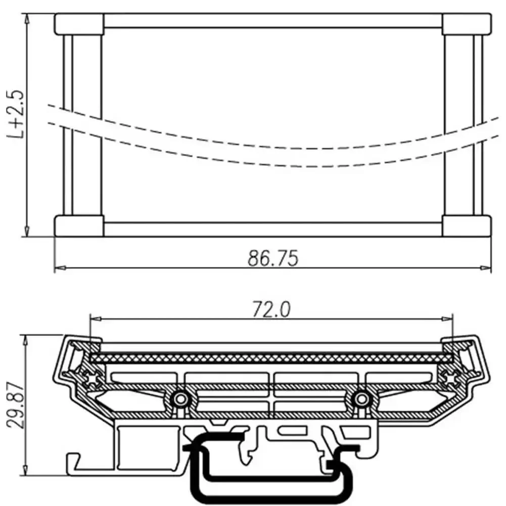 PCB DIN Rail Mount Carrier For 35mm Wide Rails Fits 100mm By 72mm Circuit Boards 1.5-2.0mm Thick Easy Install And Detach Panel Mountable Go-To PCB Holder For Electronics Projects - Image 3