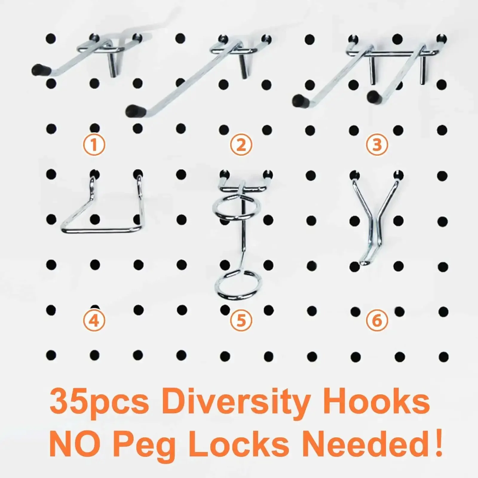 Pegboard Hooks And Accessories Kit For 1/8 Inch And 1/4 Inch Pegboards, 38 Piece Set With Double Hooks, Single Hooks, Plier Rack, Screwdriver Holder, L Hooks And Bins, Easy Mount Wall Organizer For Your Garage, Workshop And Craft Room - Image 3