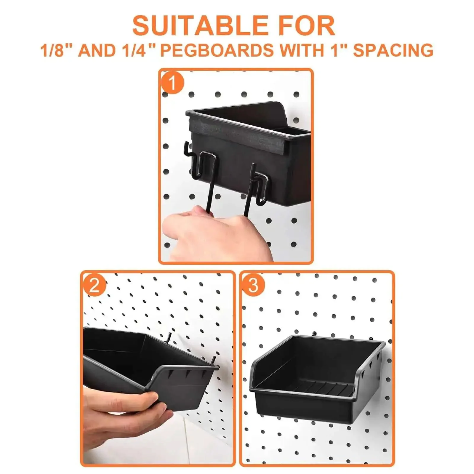 Pegboard Hooks And Accessories Kit For 1/8 Inch And 1/4 Inch Pegboards, 38 Piece Set With Double Hooks, Single Hooks, Plier Rack, Screwdriver Holder, L Hooks And Bins, Easy Mount Wall Organizer For Your Garage, Workshop And Craft Room - Image 6