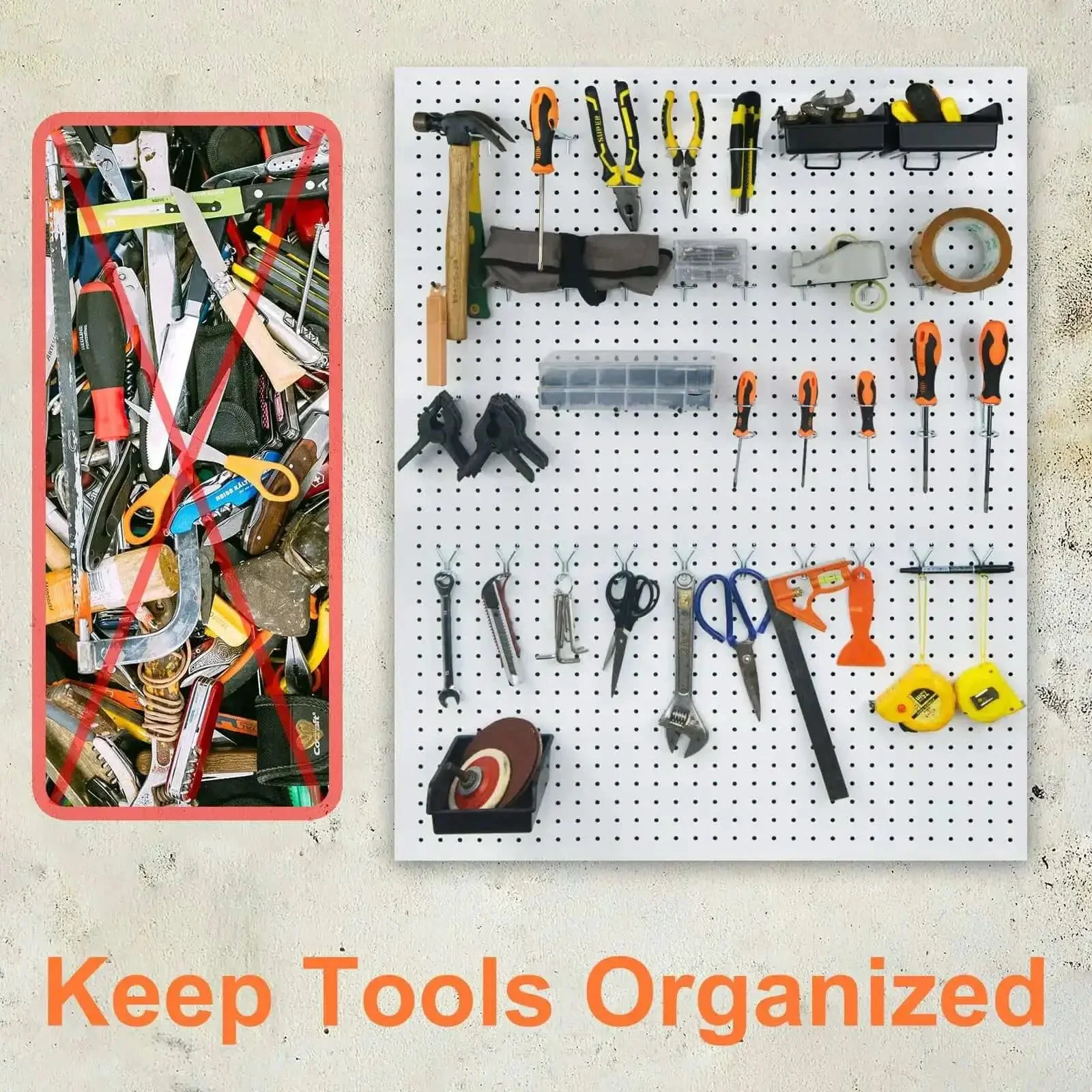 Pegboard Hooks And Accessories Kit For 1/8 Inch And 1/4 Inch Pegboards, 38 Piece Set With Double Hooks, Single Hooks, Plier Rack, Screwdriver Holder, L Hooks And Bins, Easy Mount Wall Organizer For Your Garage, Workshop And Craft Room - Image 8