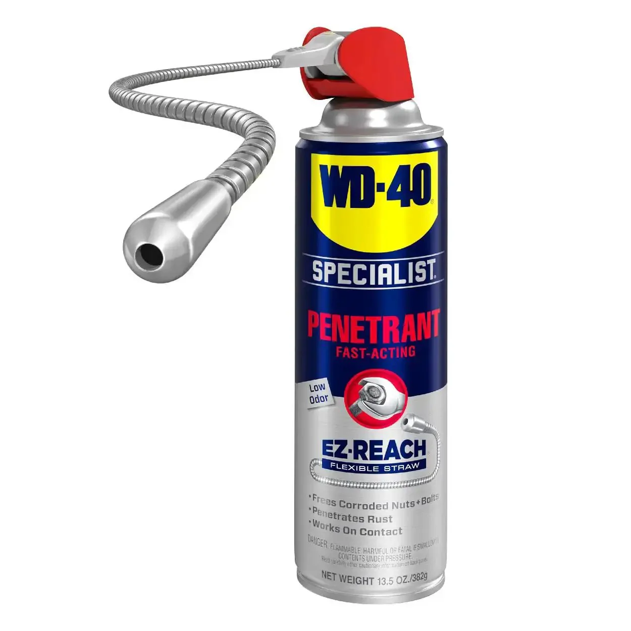 Penetrant With 8 Inch EZ Reach Flexible Straw Pulls Rusted Nuts Loose And Frees Stuck Bolts, Deep Penetration Into Crevices And Seams, Low Odor Formula, 13.5 Oz
