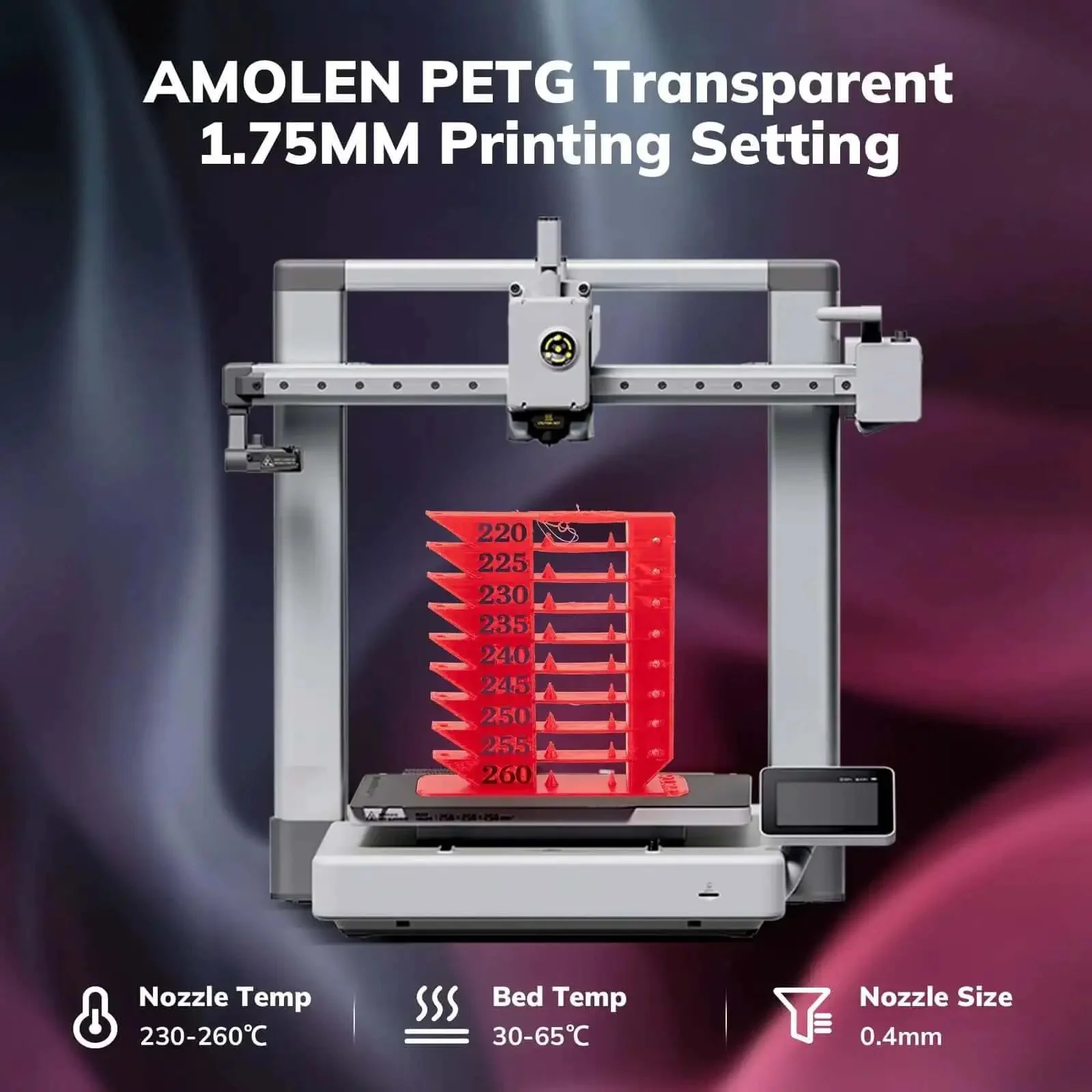 PETG 1.75mm Filament Bundle Four 250g Spools Translucent Multicolor Black Purple Red Orange Dope Print Easy Print High Strength Toughness Great Layer Adhesion For Durable Parts And Quick Prototyping - Image 8