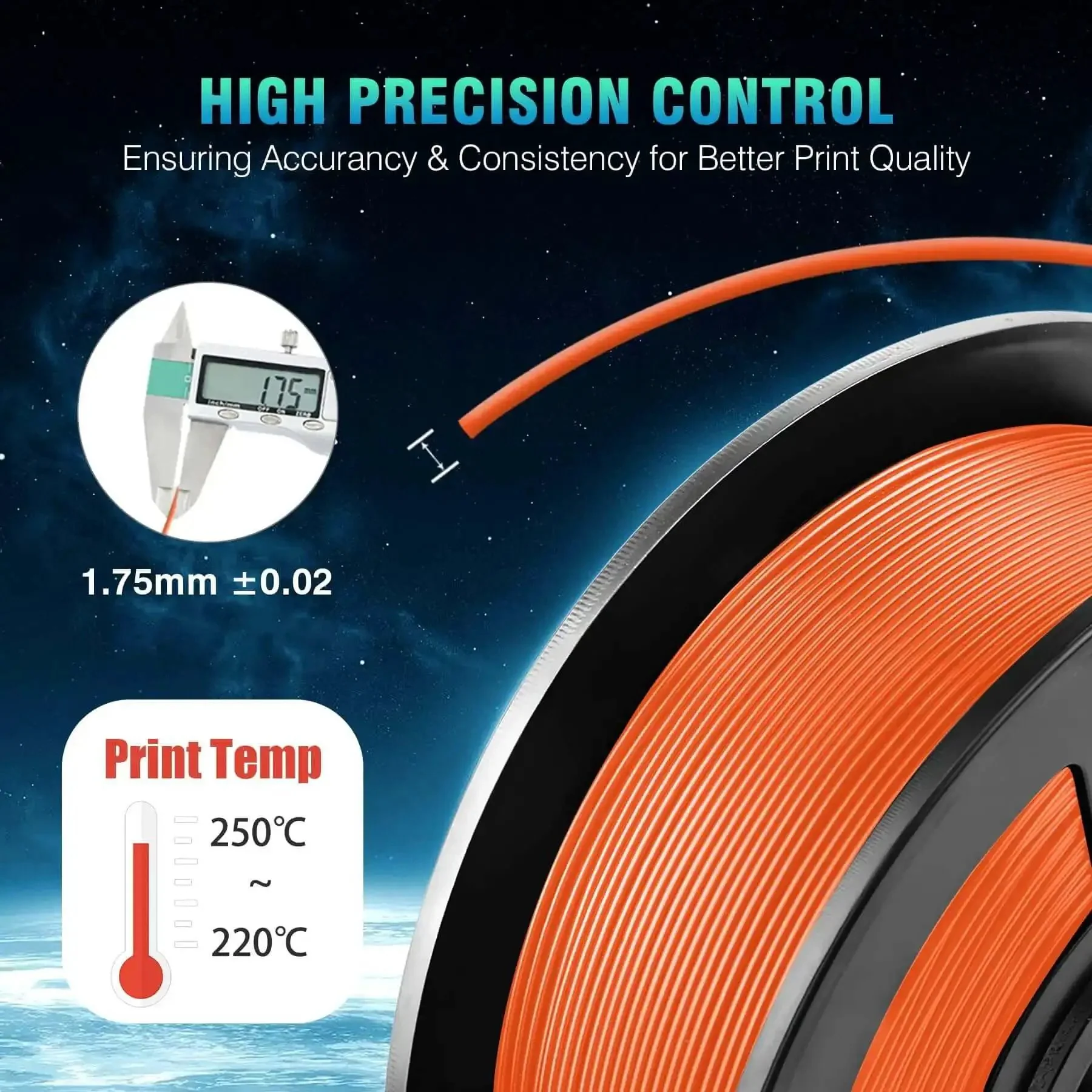 PetG 3D Printer Filament 1.75mm Two Spools 2Kg Pack High Strength Durable Built To Last For Functional Parts And Prototypes Easy To Print Dimensional Accuracy Plus Minus 0.02mm Black - Image 2