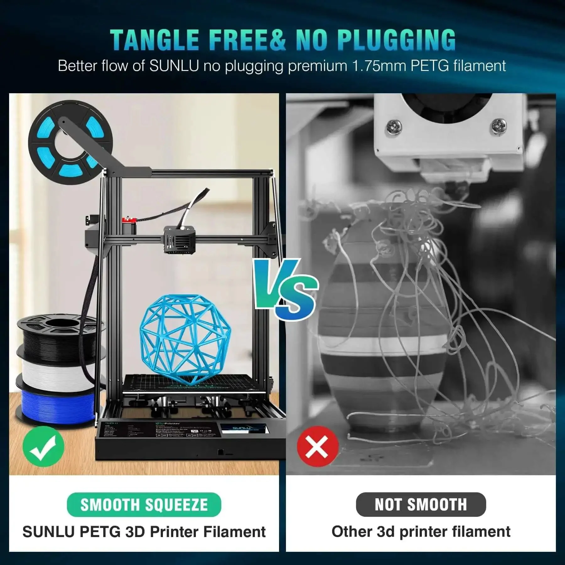 PetG 3D Printer Filament 1.75mm Two Spools 2Kg Pack High Strength Durable Built To Last For Functional Parts And Prototypes Easy To Print Dimensional Accuracy Plus Minus 0.02mm Black - Image 3