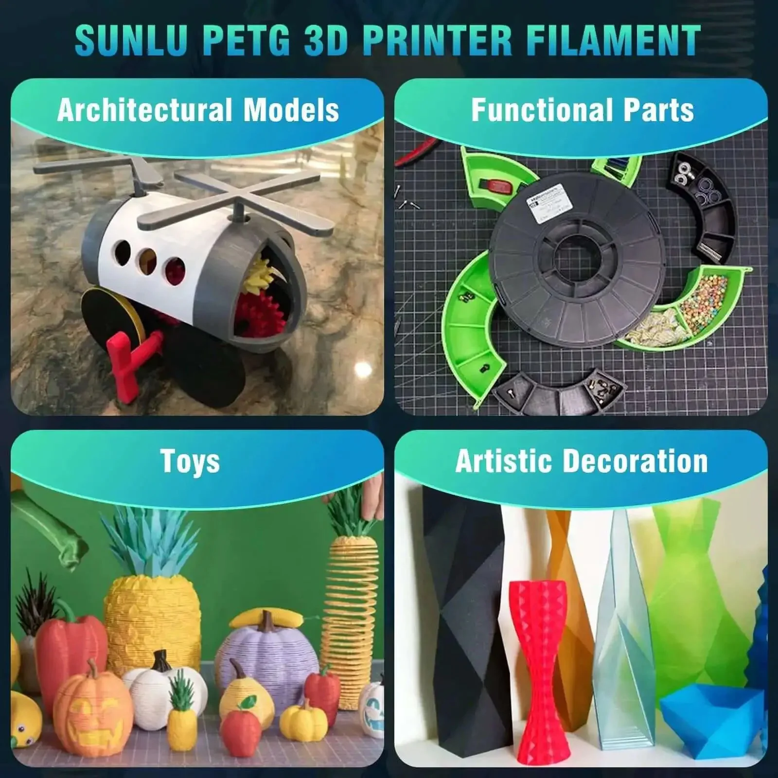 PetG 3D Printer Filament 1.75mm Two Spools 2Kg Pack High Strength Durable Built To Last For Functional Parts And Prototypes Easy To Print Dimensional Accuracy Plus Minus 0.02mm Black - Image 5