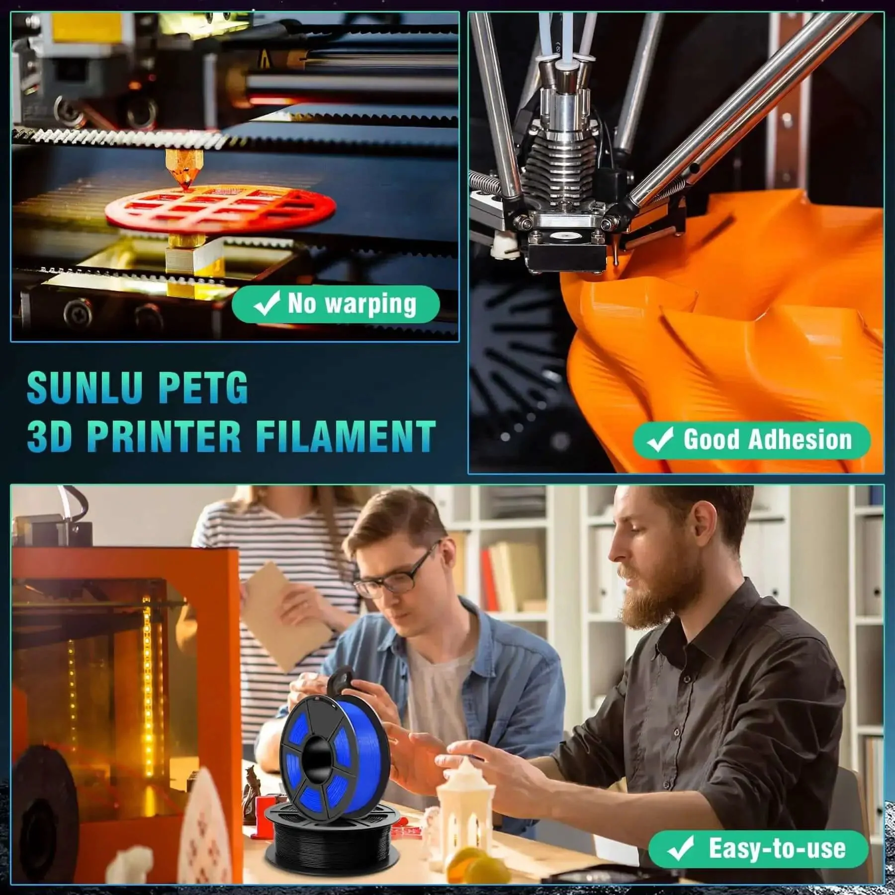 PetG 3D Printer Filament 1.75mm Two Spools 2Kg Pack High Strength Durable Built To Last For Functional Parts And Prototypes Easy To Print Dimensional Accuracy Plus Minus 0.02mm Black - Image 7