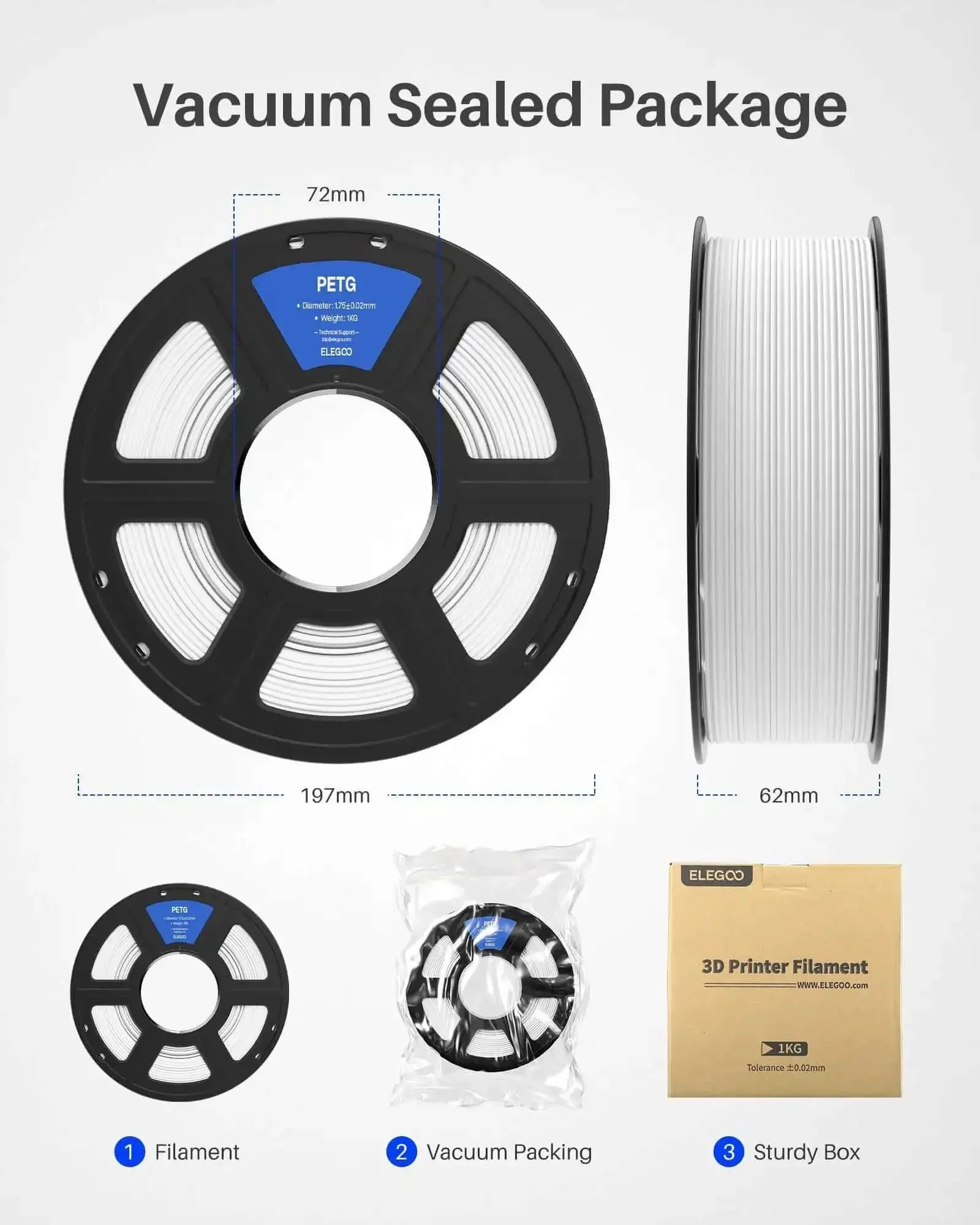 PETG Filament 1.75Mm Black 1Kg Spool For Most FDM 3D Printers With Dimensional Accuracy Plus Minus 0.02 mm Beefy Durable And Impact Resistant For Mechanical Parts And Smooth Easy Printing - Image 4