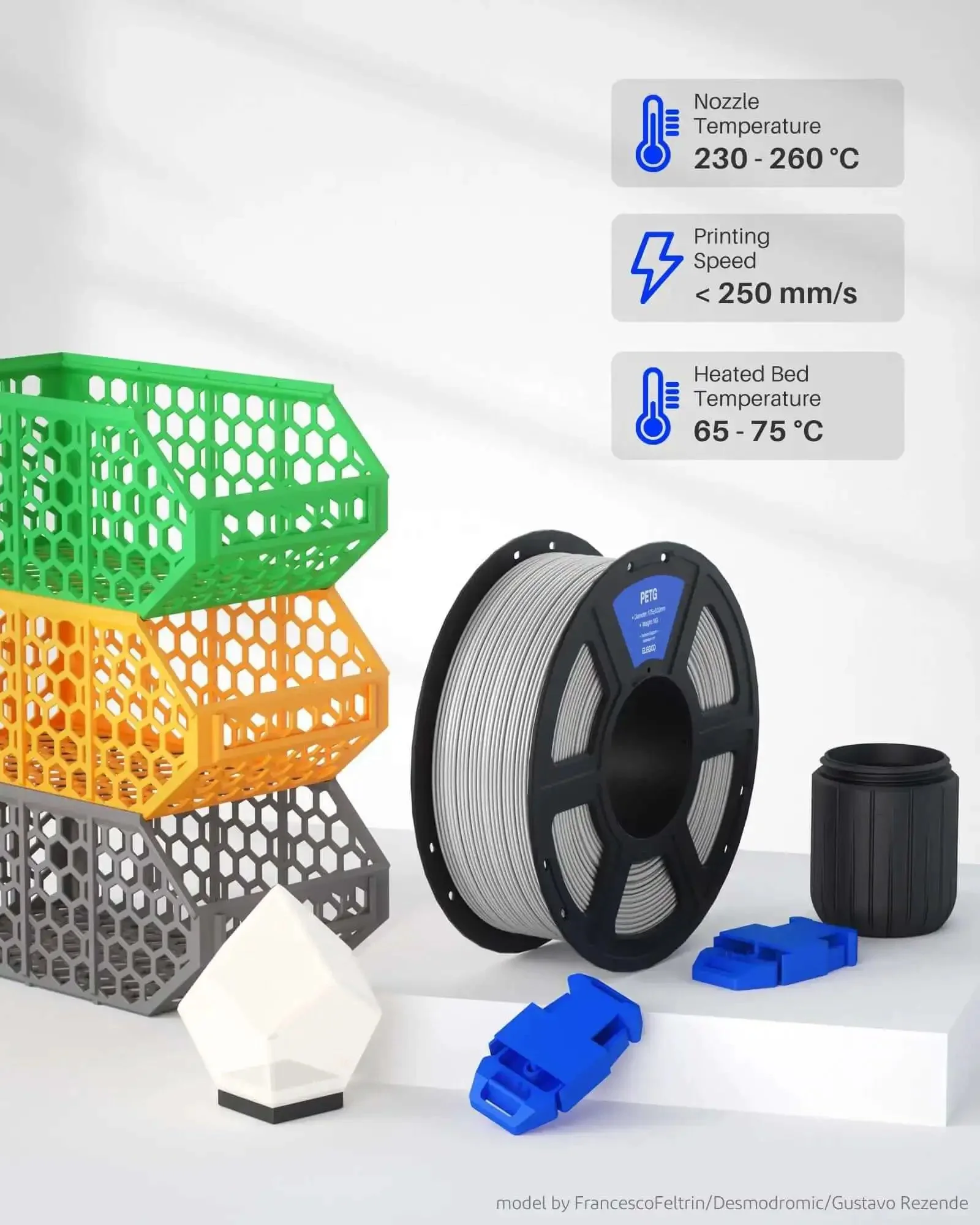 PETG Filament 1.75Mm Black 1Kg Spool For Most FDM 3D Printers With Dimensional Accuracy Plus Minus 0.02 mm Beefy Durable And Impact Resistant For Mechanical Parts And Smooth Easy Printing - Image 5