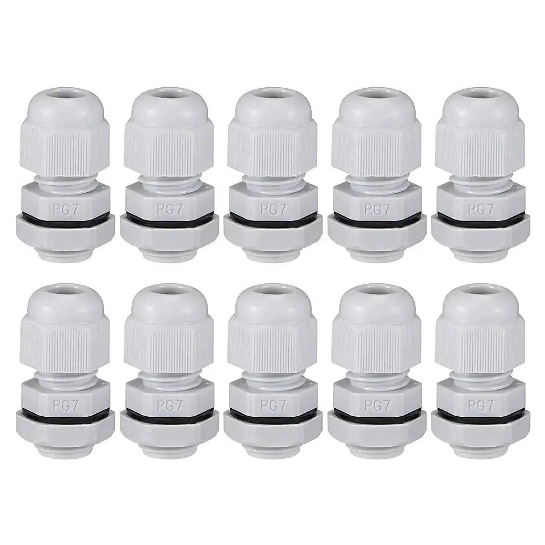 PG7 Cable Gland 2mm To 5mm Waterproof Nylon Joint With Locknut And Washer 10 Pack White Easy Fit For Wire Holes Anti Loosening Seal Durable Nylon Construction For Outdoor And Indoor Use