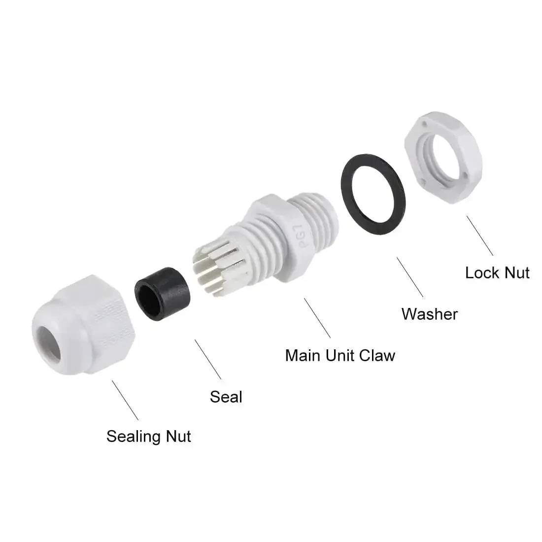 PG7 Cable Gland 2mm To 5mm Waterproof Nylon Joint With Locknut And Washer 10 Pack White Easy Fit For Wire Holes Anti Loosening Seal Durable Nylon Construction For Outdoor And Indoor Use - Image 6