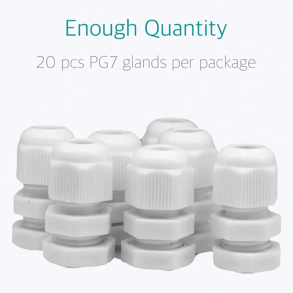 PG7 Cable Gland Kit 20 Pieces White Nylon Waterproof Wire Glands Connector Fitting For 3mm To 6.5mm Cables With Four Part Design Lock Nut Main Unit Seal And Sealing Nut Dust Proof And Easy Install - Image 4