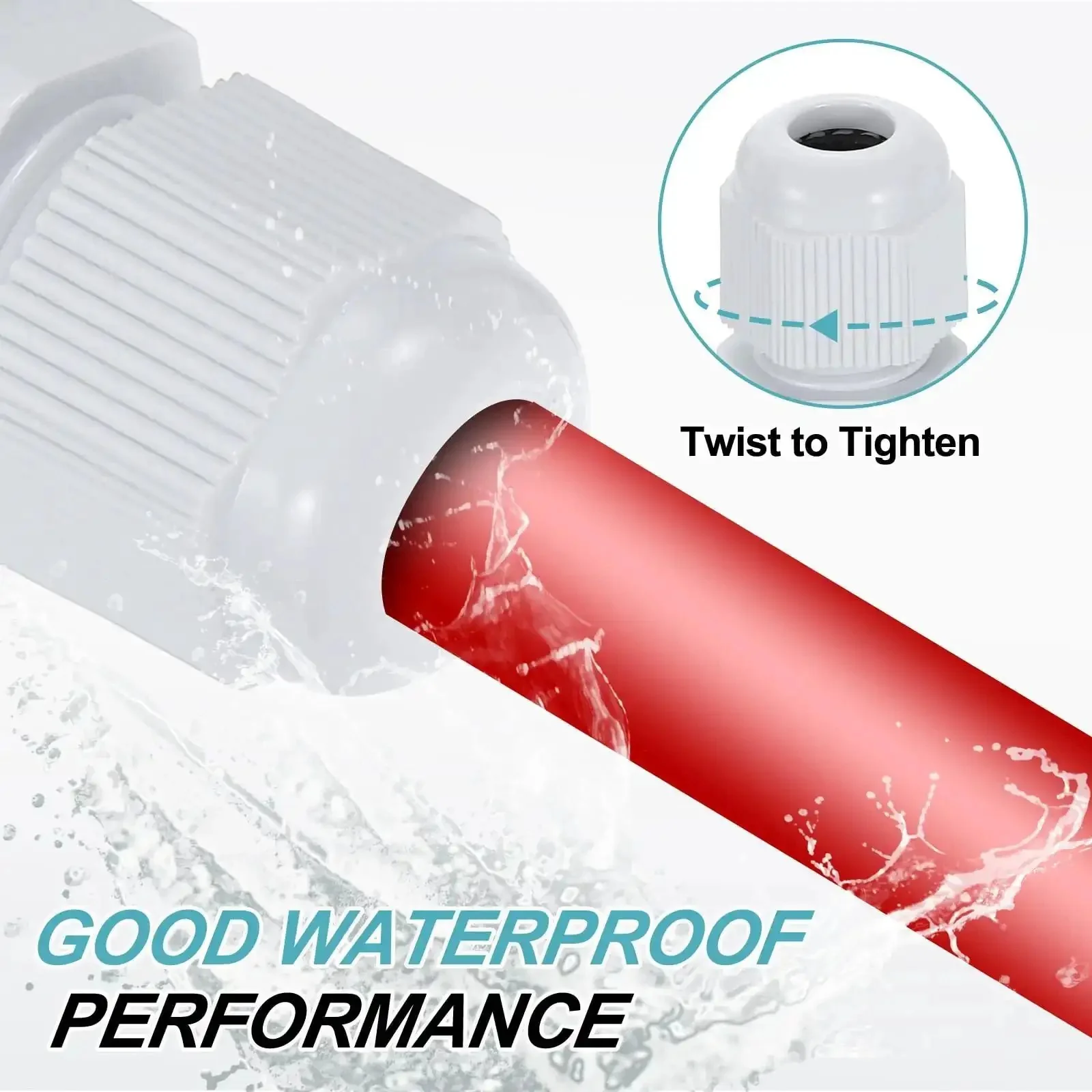 PG7 Nylon Cable Glands Waterproof Cord Grip Connector Kit, 10 Pcs With Washers, Gaskets and Locknuts, Adjustable 3-6.5mm Wire Grommet Protectors For Junction Box, White - Image 4