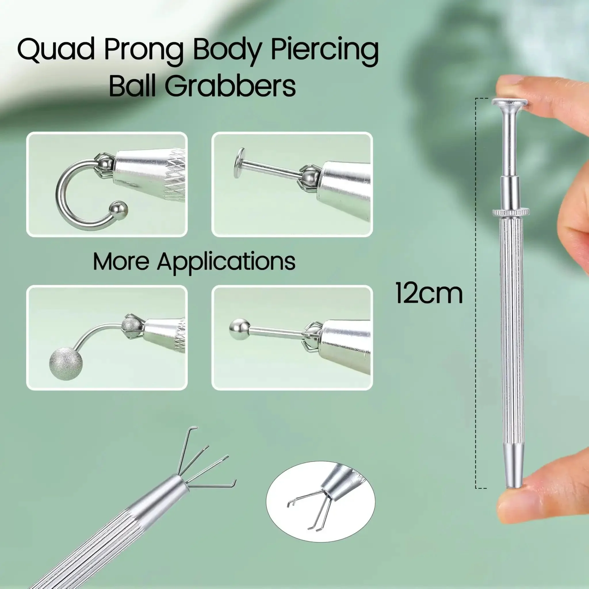 Piercing Taper Pliers Ball Grabber Tool Kit For Hassle-Free Jewelry Changes Curved And Straight Forceps Stainless Steel Flat Back Insertion Tool Threadless Body Piercing Kit For Ear Nose Lip 8 Piece Set - Image 5