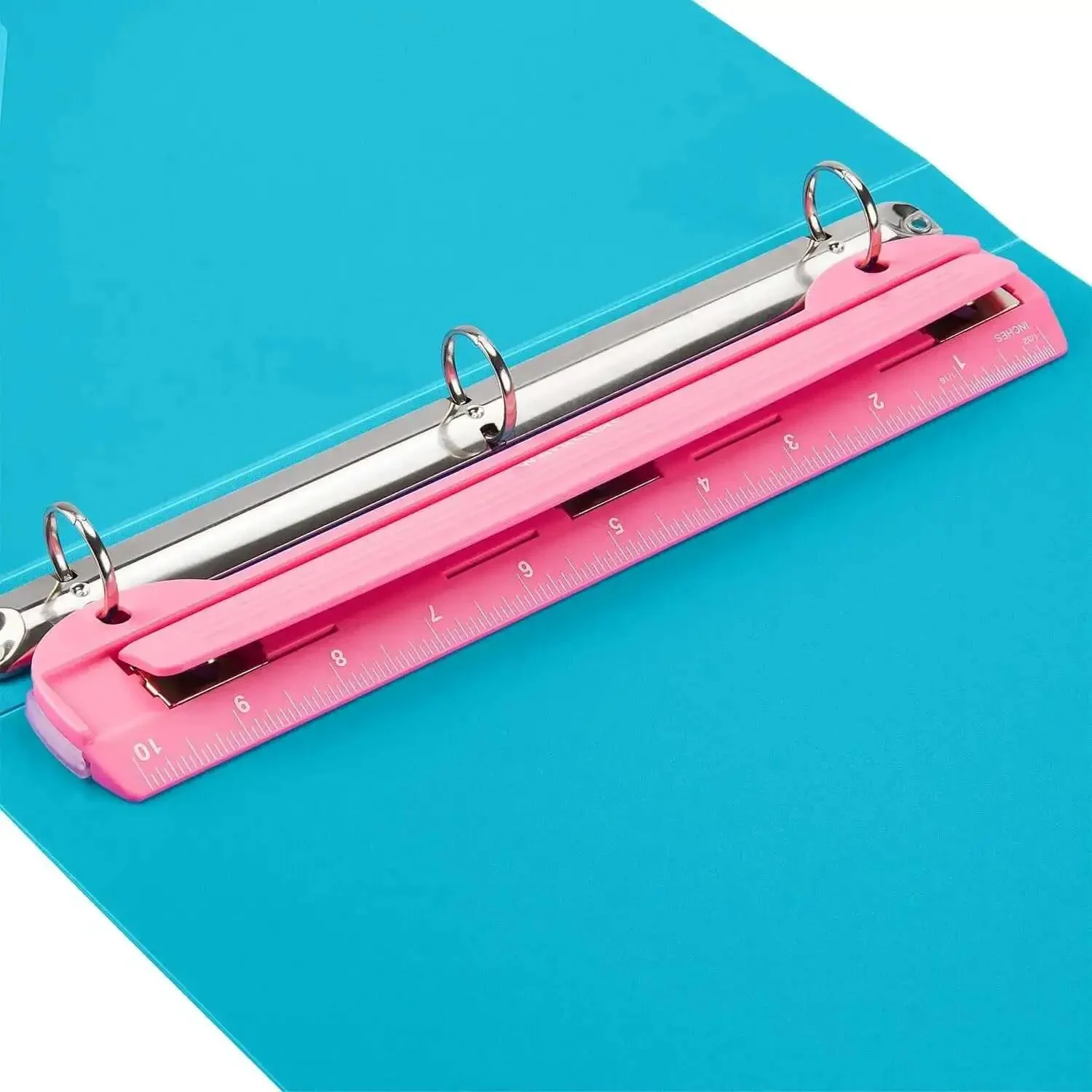 Pink 3 Hole Binder Punch, Compact Desk Tool With 5 Sheet Capacity, Includes 10 Inch Ruler, Paper Chip Tray, And Paper Line Up Guide, Portable Office And School Essential For Professors, Teachers, Students And Busy Professionals