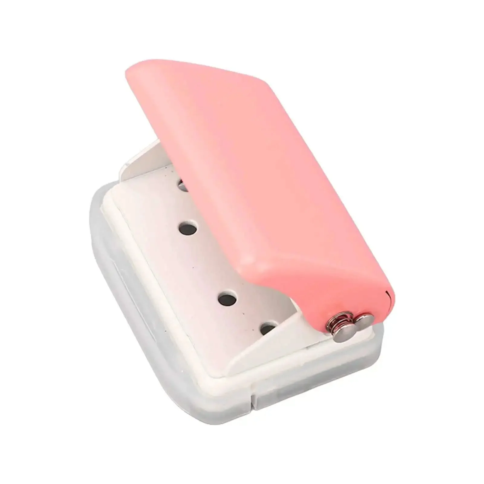 Pink 3 Hole Punch Handheld Paper Puncher With 5 Sheet Capacity And Metal Baked Finish, Portable Desk Office Tool For B5 And Standard Paper Sizes, Easy To Locate In Your Drawer Or Bag - Image 2