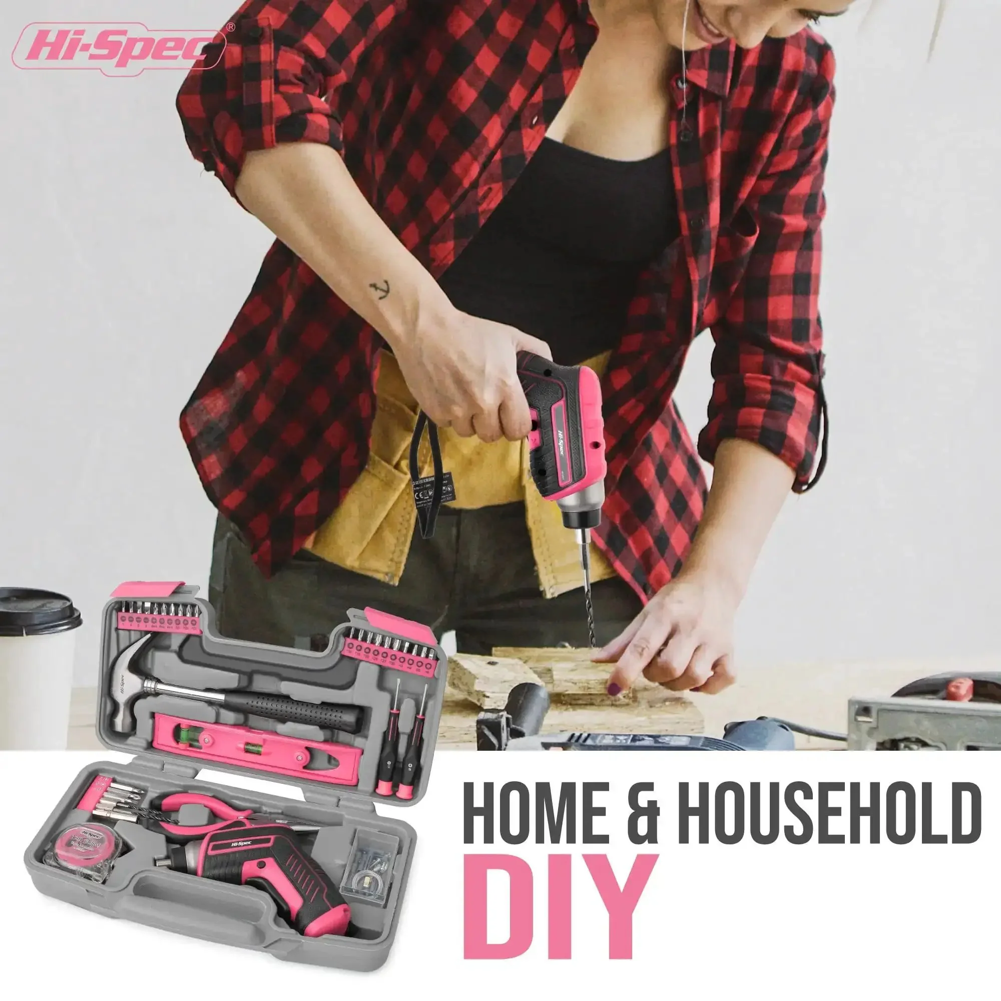 Pink 35 Piece Cordless Tool Kit With 3.6V USB Electric Screwdriver Set For Women, Lightweight Home Repair Kit With Multiple Bits For Easy Furniture Assembly And Quick Screwdriving - Image 3