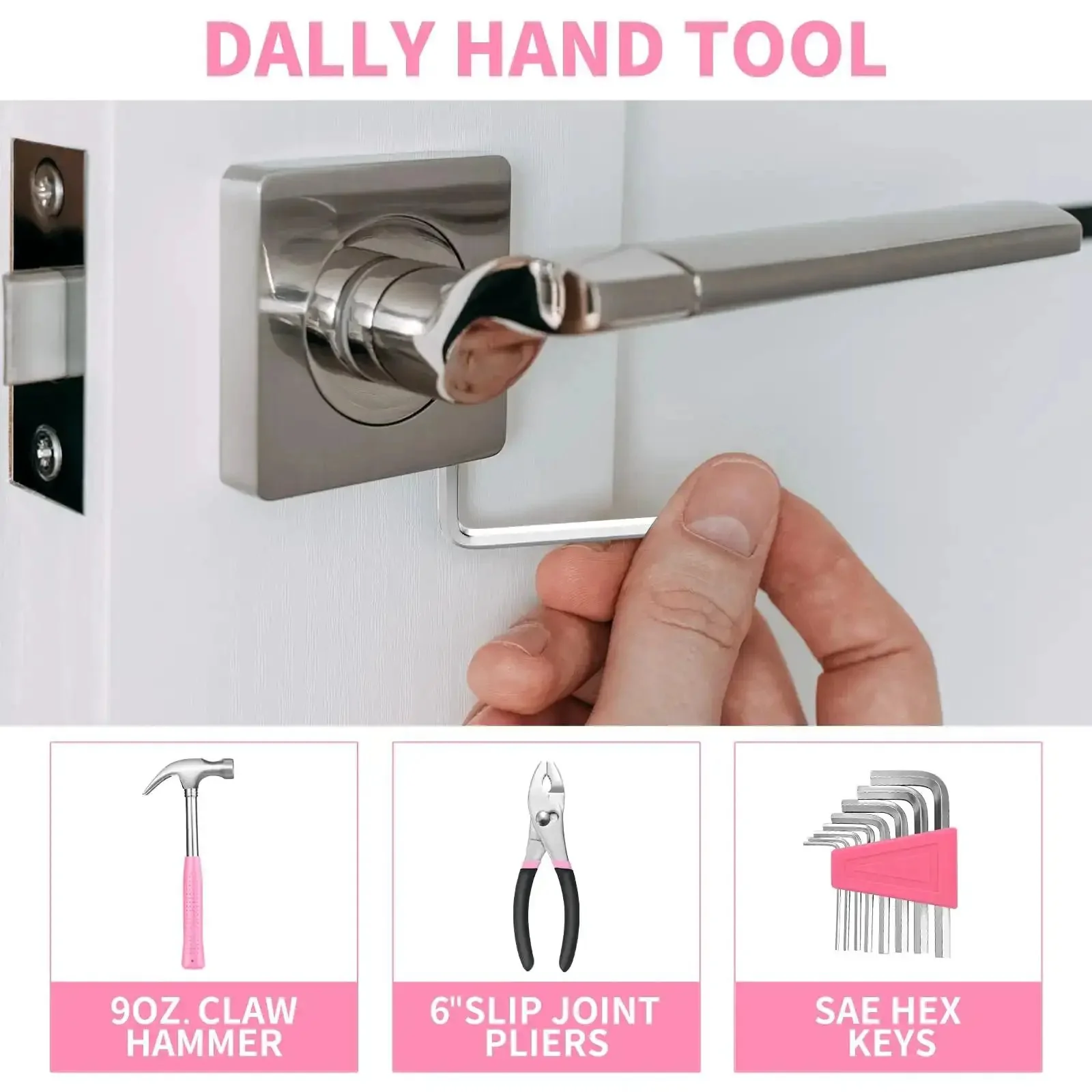 Pink 39 Piece Hand Tool Set For Women With Plastic Storage Box All Purpose Household Tool Kit For Home Garage Office Dorm Beginner Friendly Easy Grip Tools For Quick Fixes - Image 7