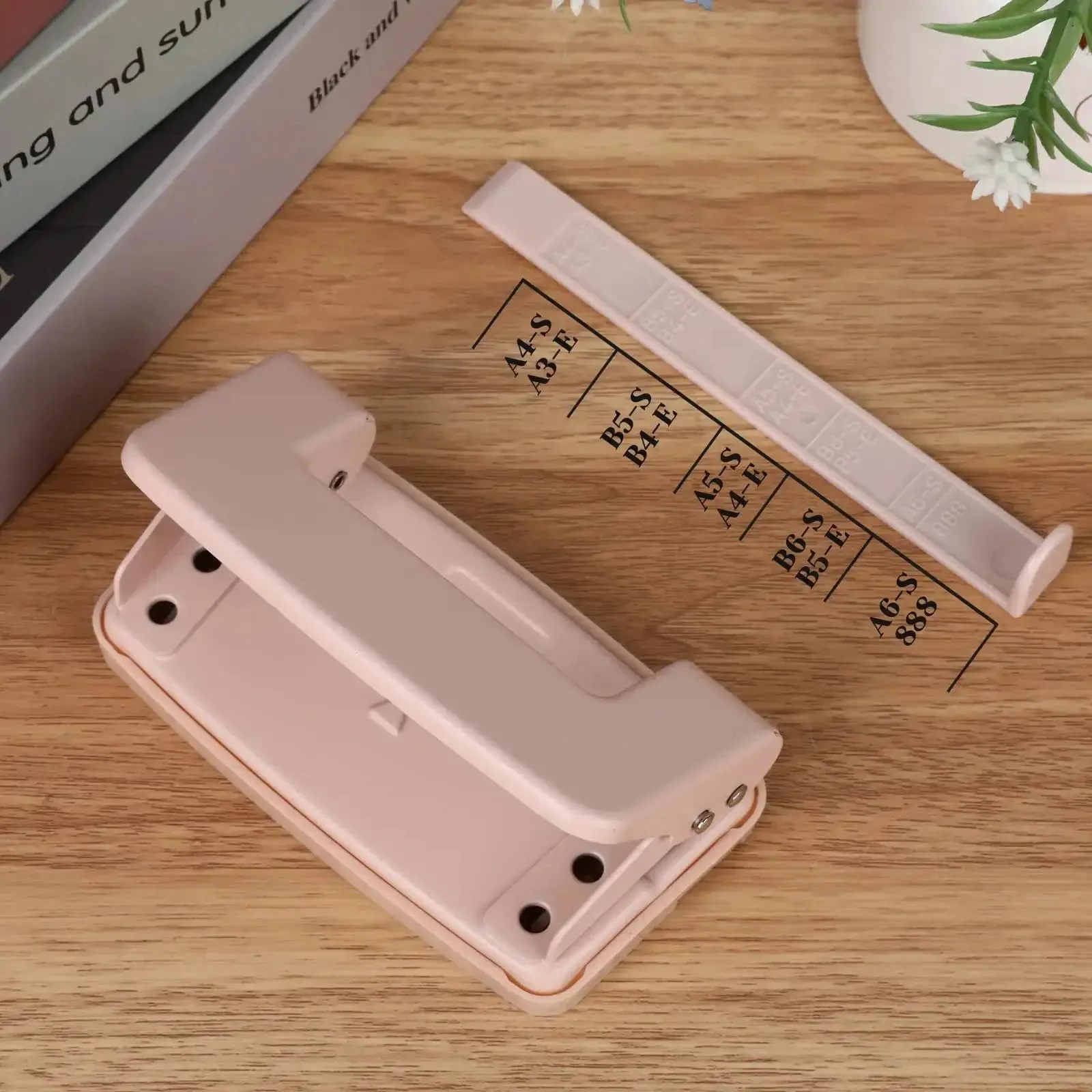 Pink Two Hole Punch With Ruler One Quarter Inch Punch For File Folders And Looseleaf Metal Manual Low Force Double Punch Easy To Use Holds Up To Ten Sheets Compatible With A4 A5 B5 For Office Or Home - Image 4
