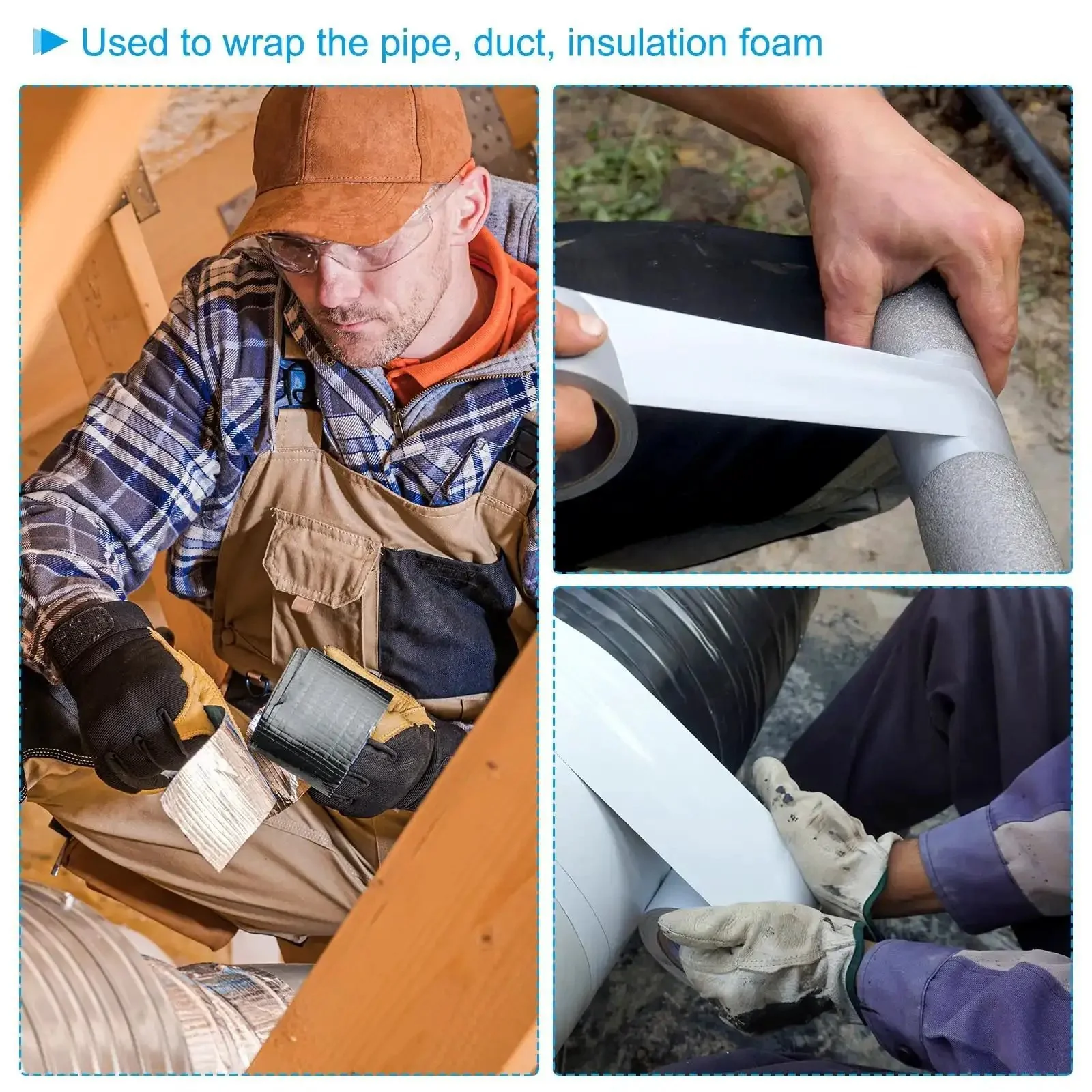 Pipe Wrapping Tape 4.7 Inch by 49.2 Feet, PVC Duct Tape Pack of 2 for Waterproof Insulation of Piping and Air Conditioner Tubes, Non Adhesive White Tape - Image 3