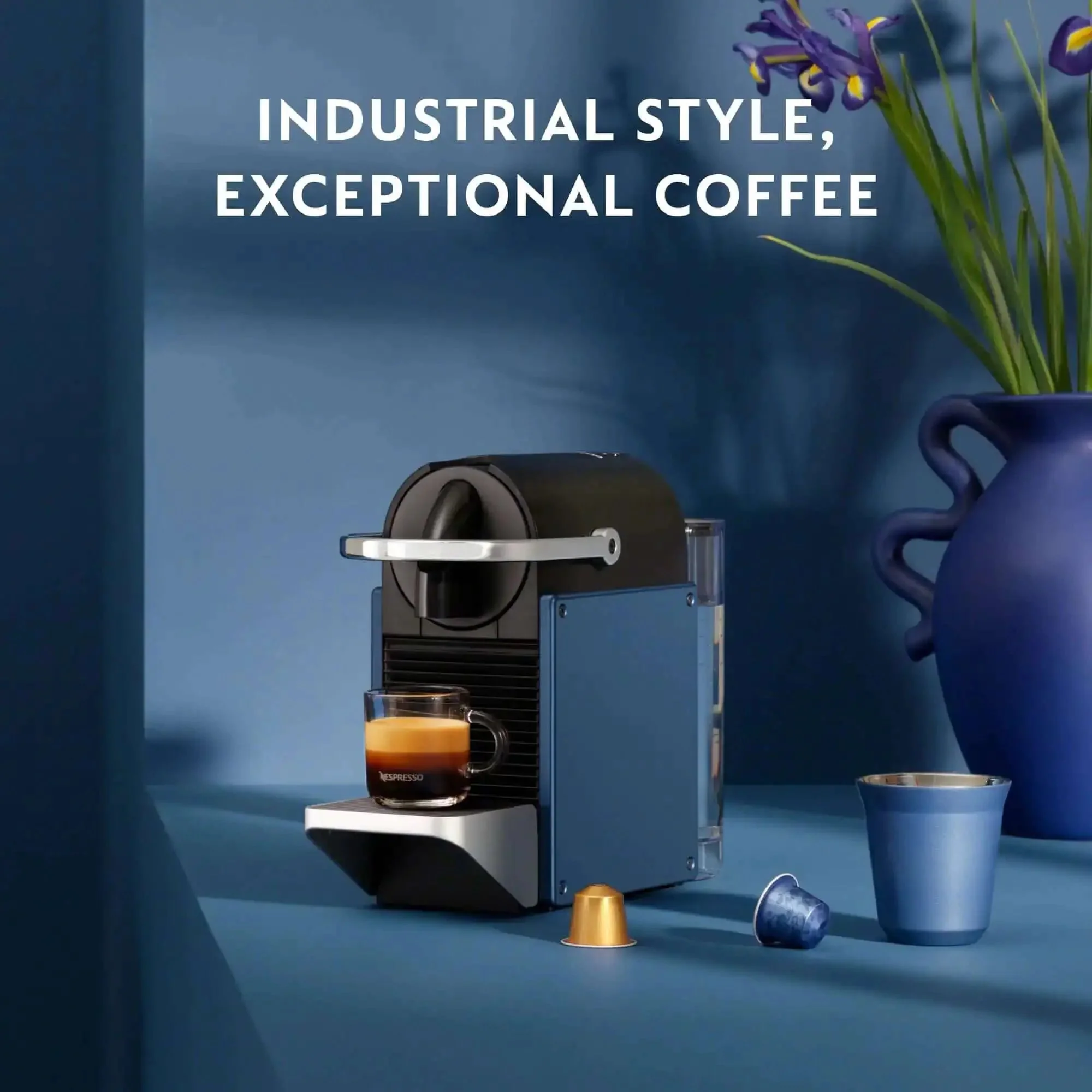 Pixie Espresso Machine By DeLonghi In Dark Blue A Compact Easy To Use Capsule Brewer That Makes Espresso And Lungo With One Touch Convenience For Quick Home Barista Vibes And Caffeine Fix - Image 4
