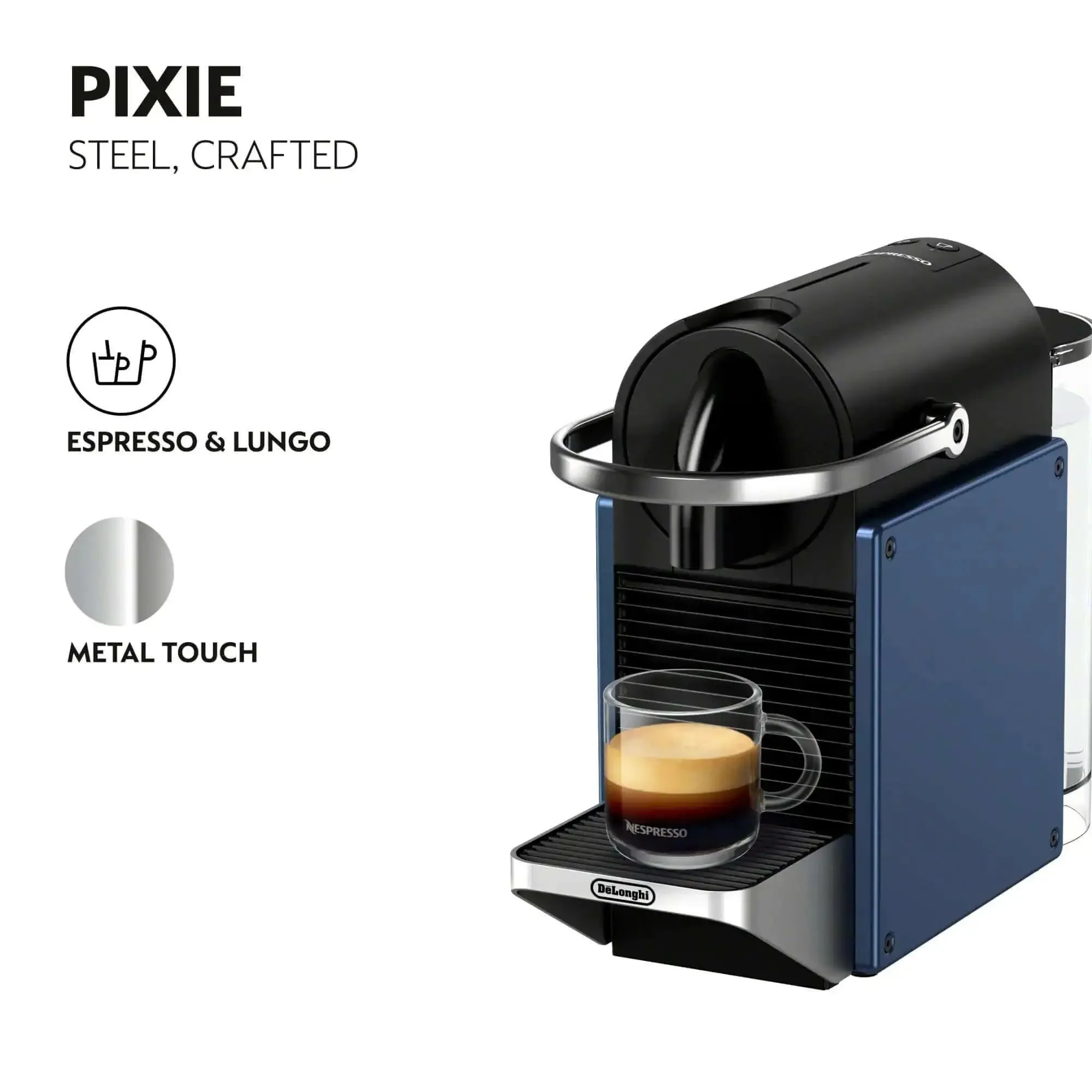 Pixie Espresso Machine By DeLonghi In Dark Blue A Compact Easy To Use Capsule Brewer That Makes Espresso And Lungo With One Touch Convenience For Quick Home Barista Vibes And Caffeine Fix - Image 7