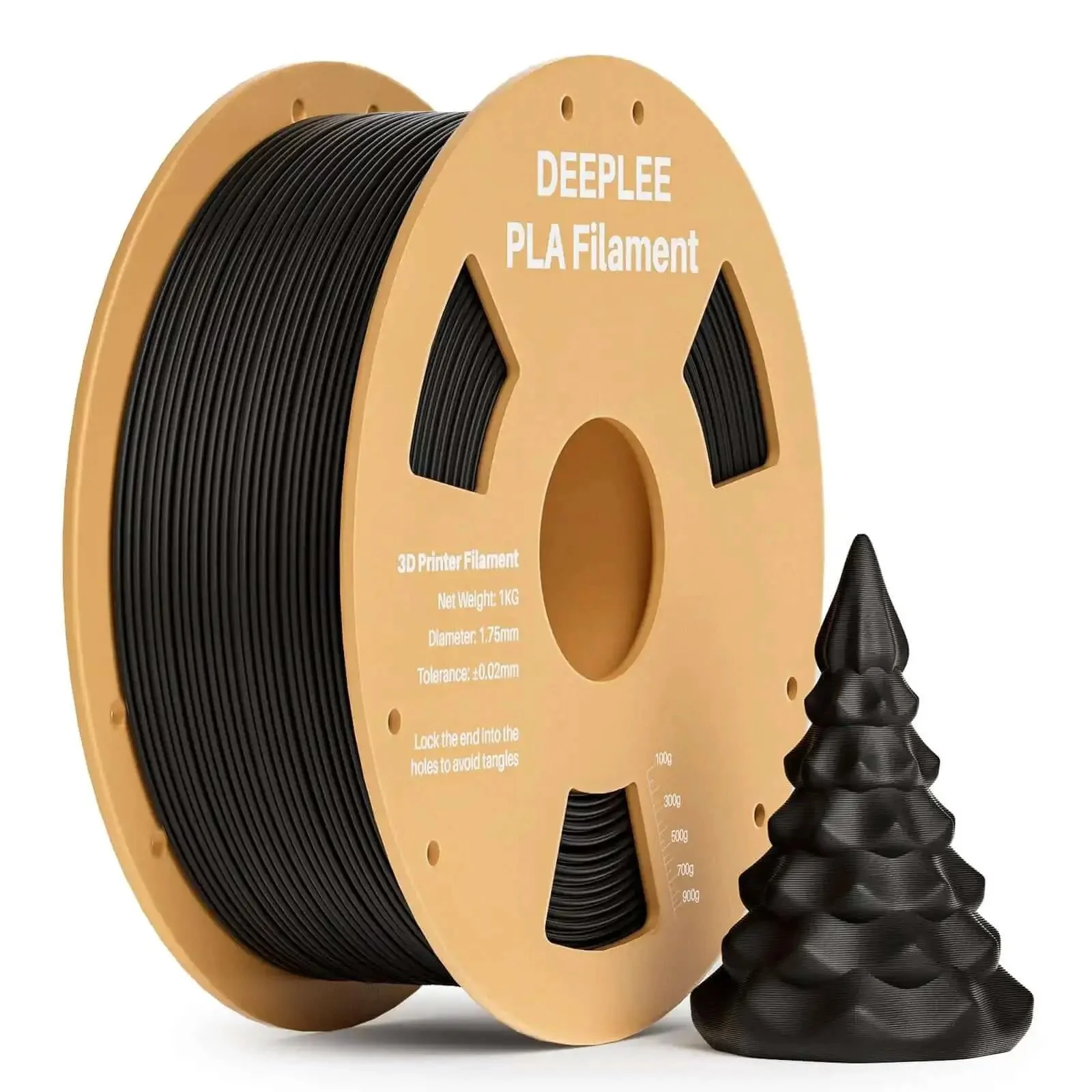 PLA 1.75mm 3D Printer Filament for Easy Prints, Precise Plus Or Minus 0.02mm Tolerance, Neatly Wound 1Kg Black Vacuum Package, No Clogging, Fits Most FDM Printers, Great for Models, Figures, and Prototyping