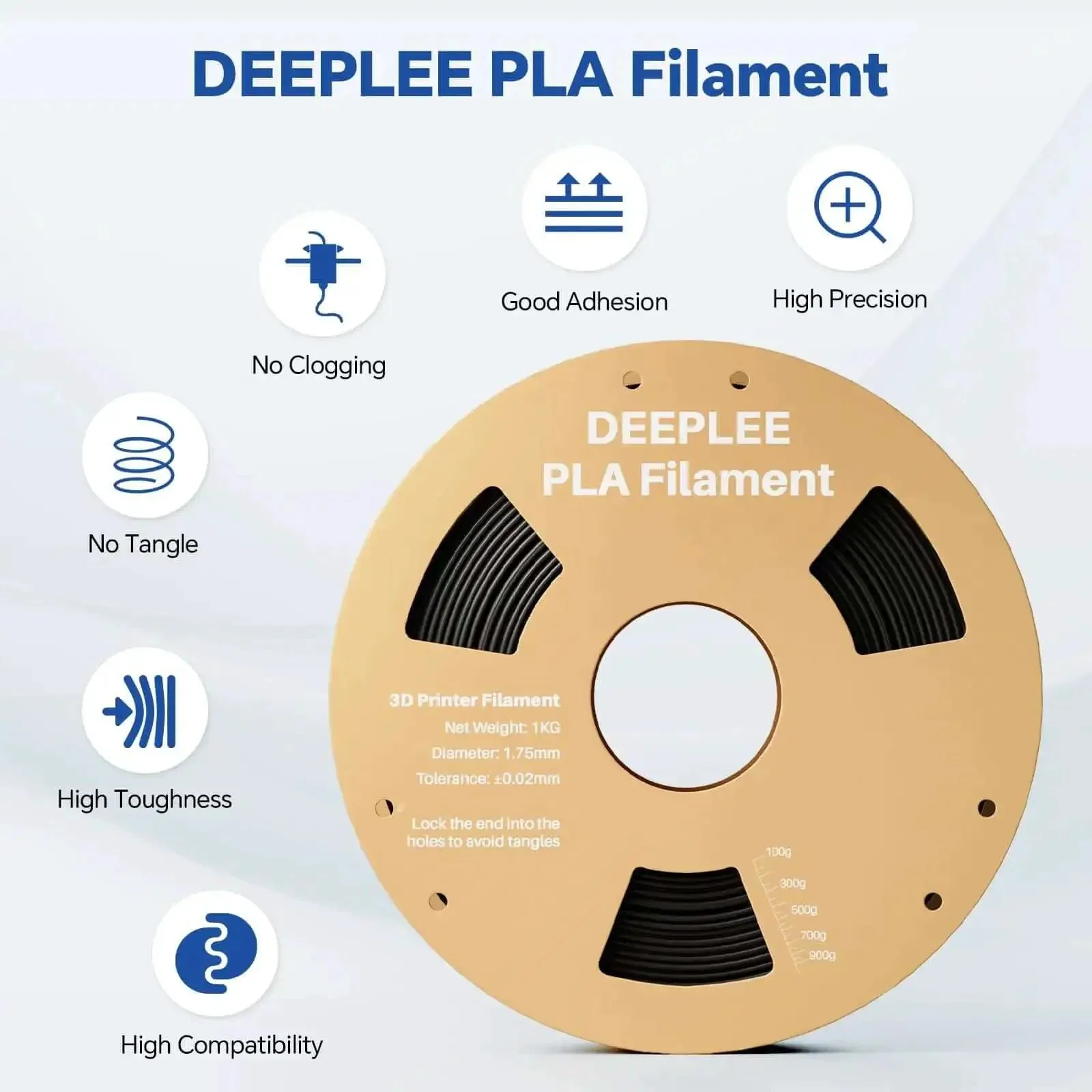PLA 1.75mm Filament For 3D Printing With High Dimensional Accuracy Plus Or Minus 0.02mm, Neatly Wound Vacuum Pack 2kg Black, No Clogging, Fits Most FDM Printers, Smooth Finish, Vibrant Color, Perfect For Models And Figurines - Image 7
