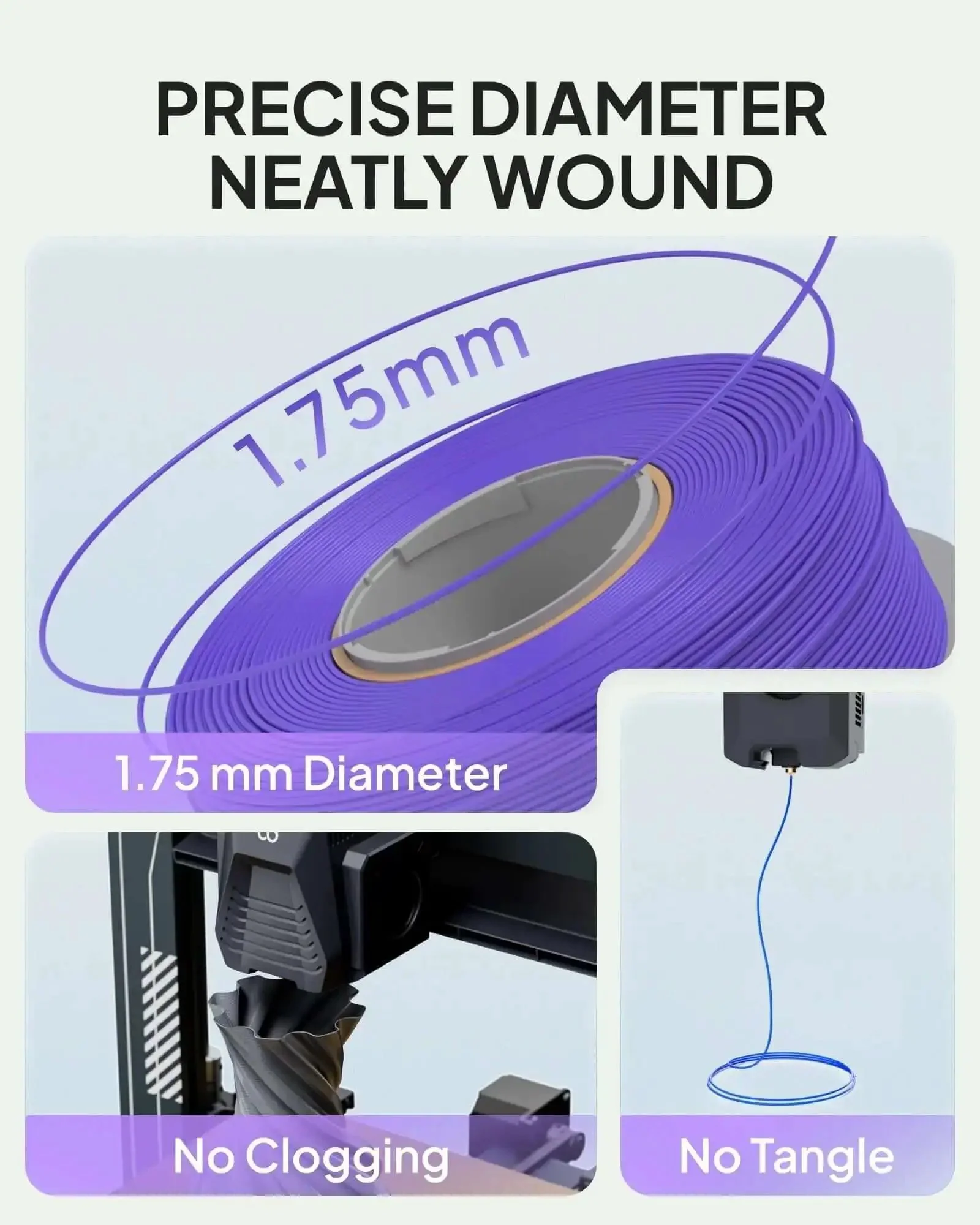 PLA Basic Refill Filament 1.75mm Black 1kg for Reusable Spools and Most 3D Printers, Precise Dimensional Tolerance ±0.02mm, Low Warpage, Eco Friendly Refills for Serious Crafters on a Budget - Image 5
